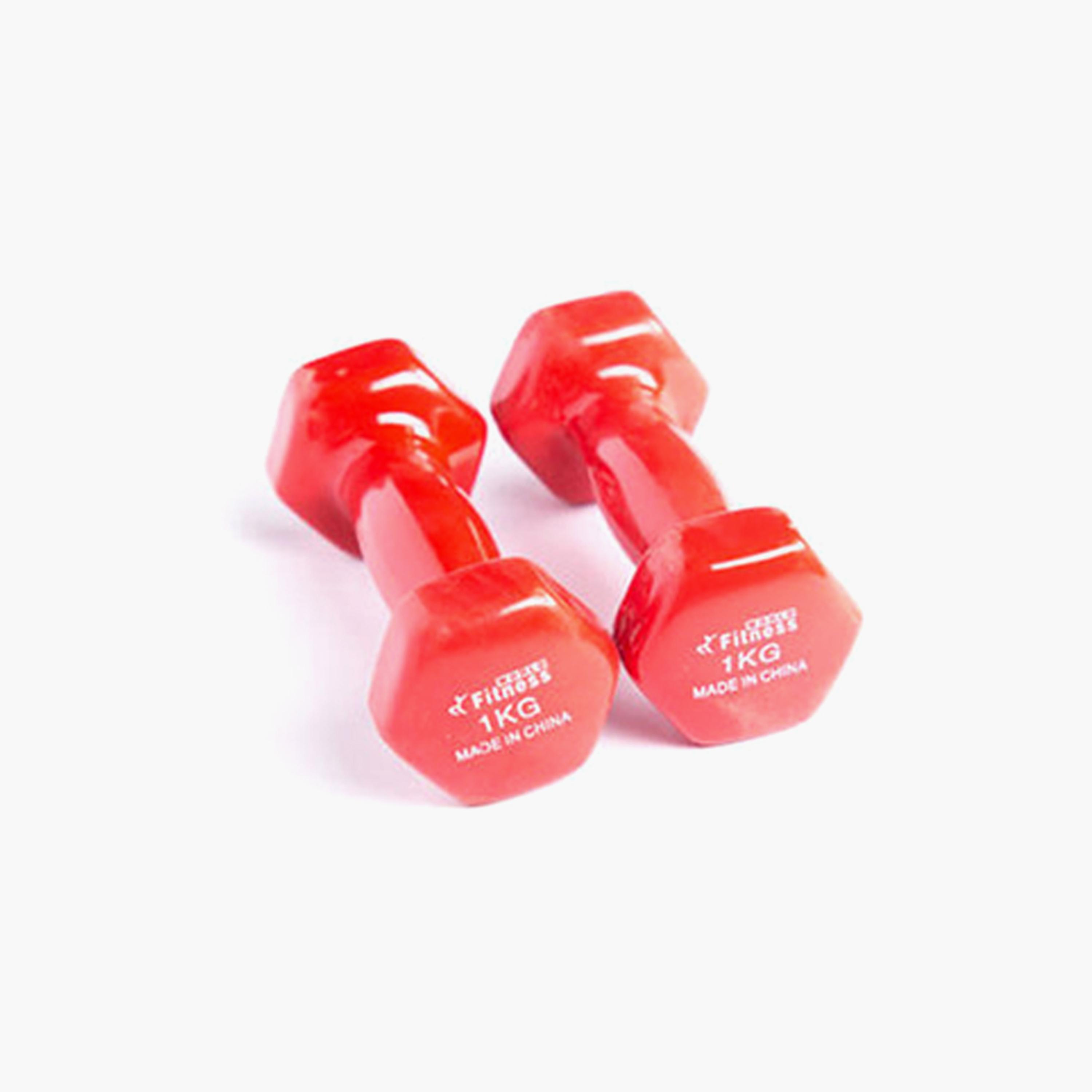 Gym Dumbbell, 1 Kg - Red-sports-gear-gym-image-2