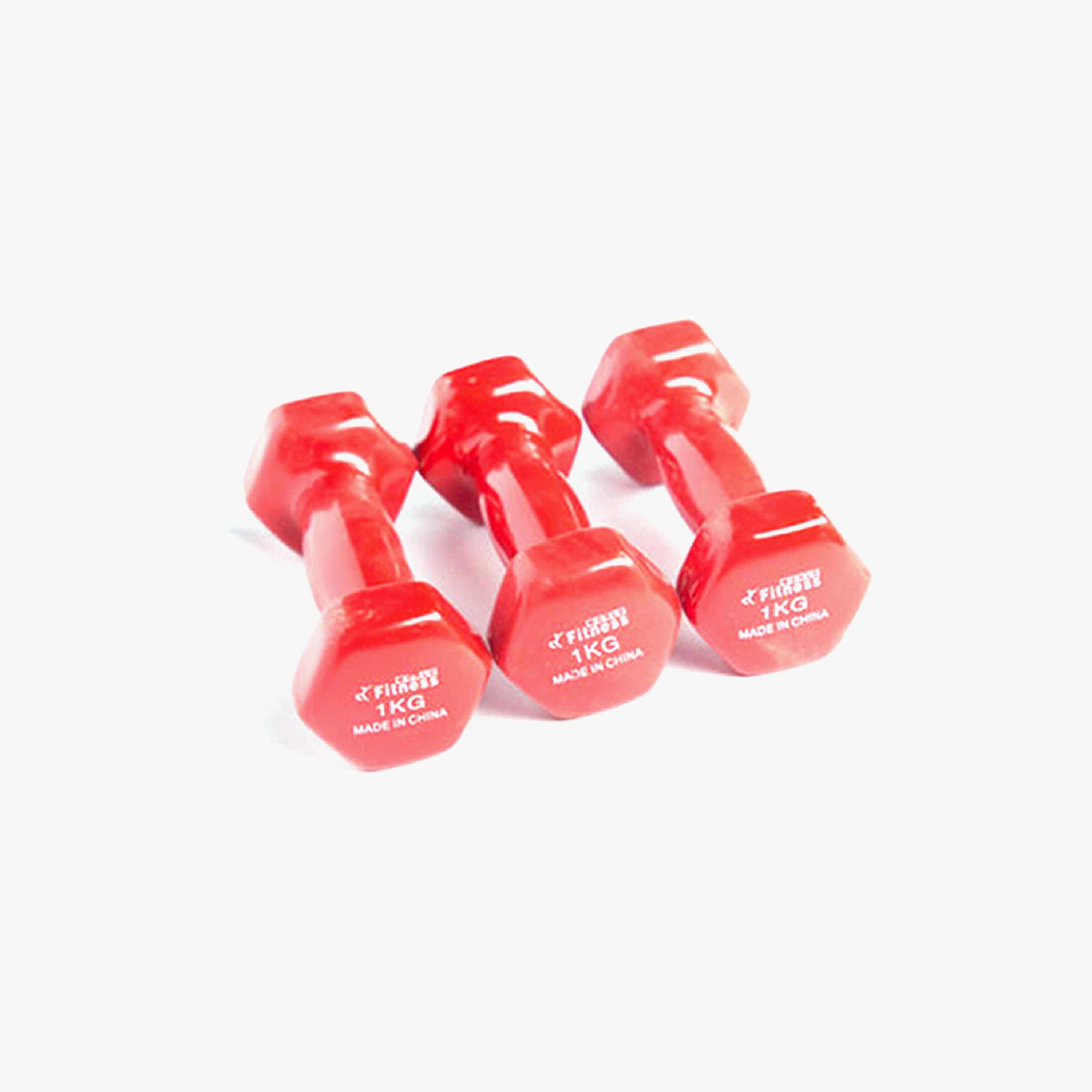 Gym Dumbbell, 1 Kg - Red-sports-gear-gym-image-3
