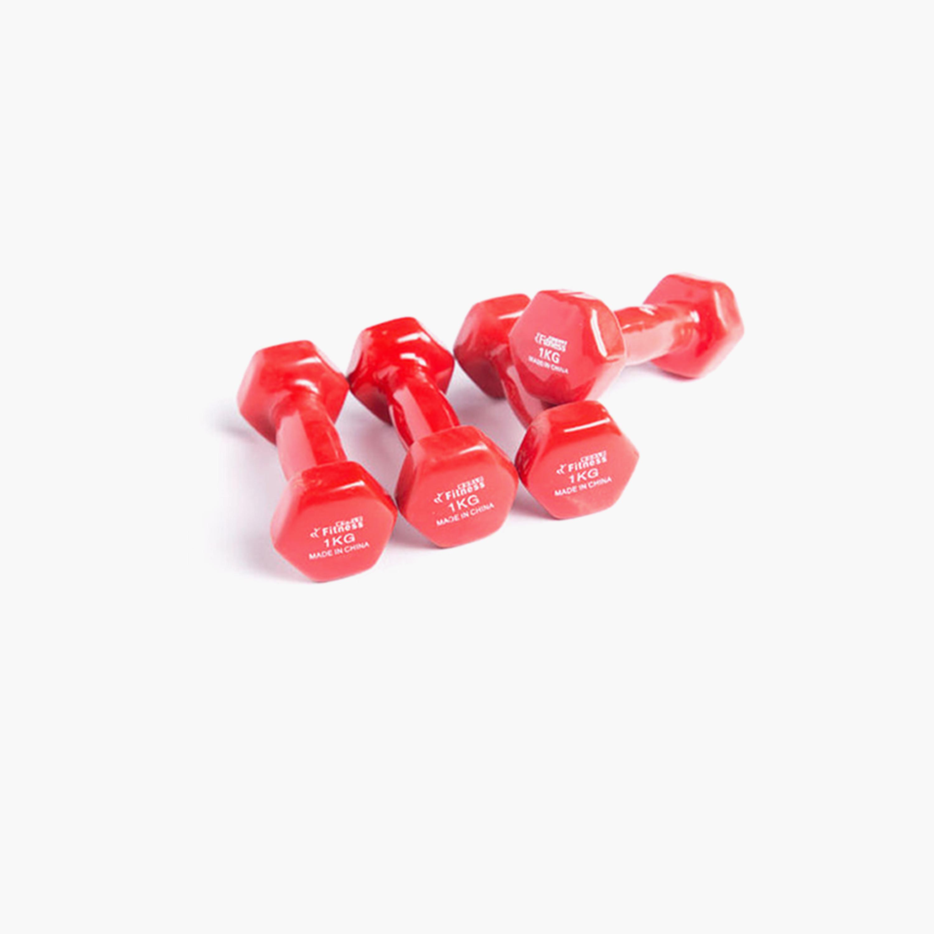 Gym Dumbbell, 1 Kg - Red-sports-gear-gym-image-4