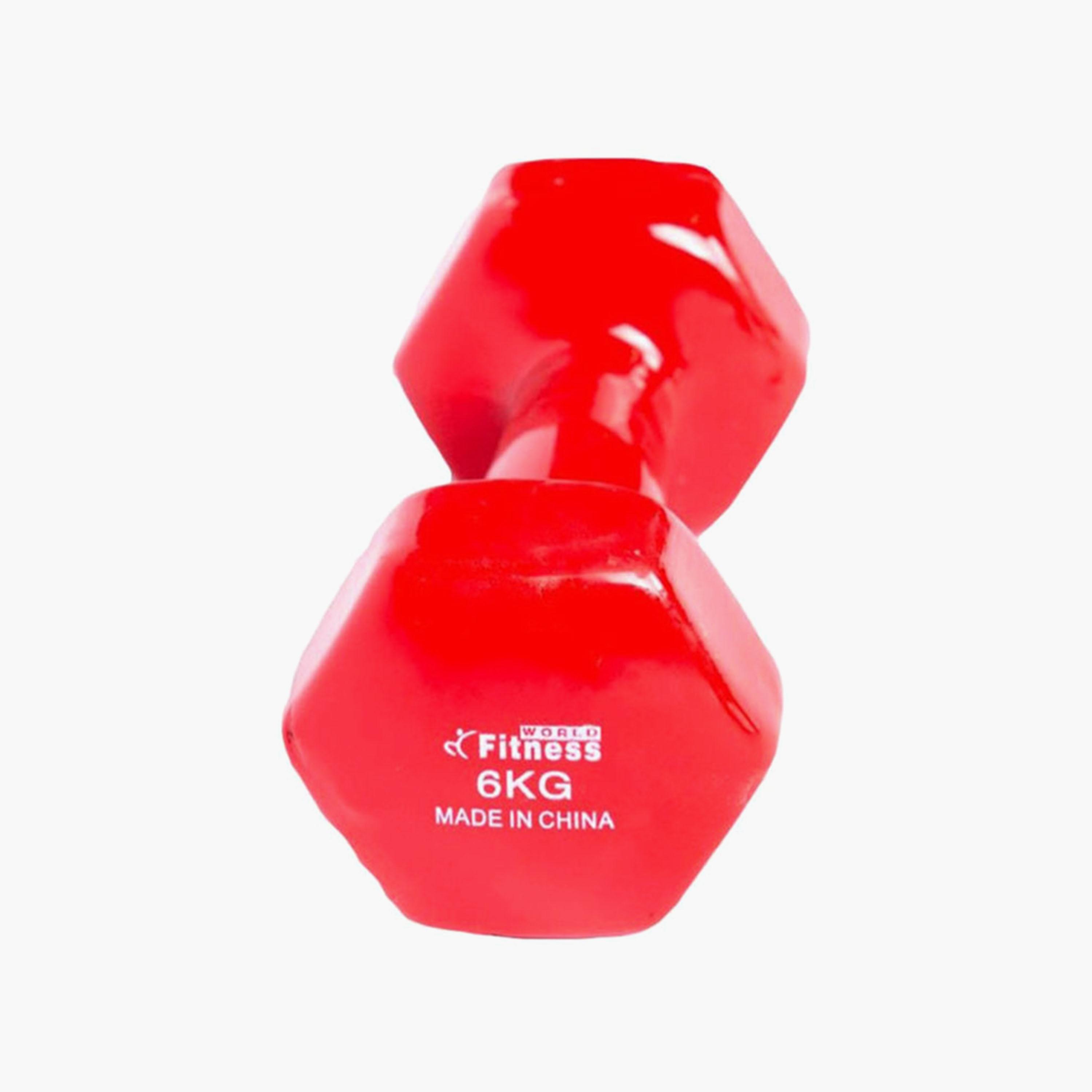 Gym Dumbbell, 6 Kg - Red-sports-gear-gym-image-1