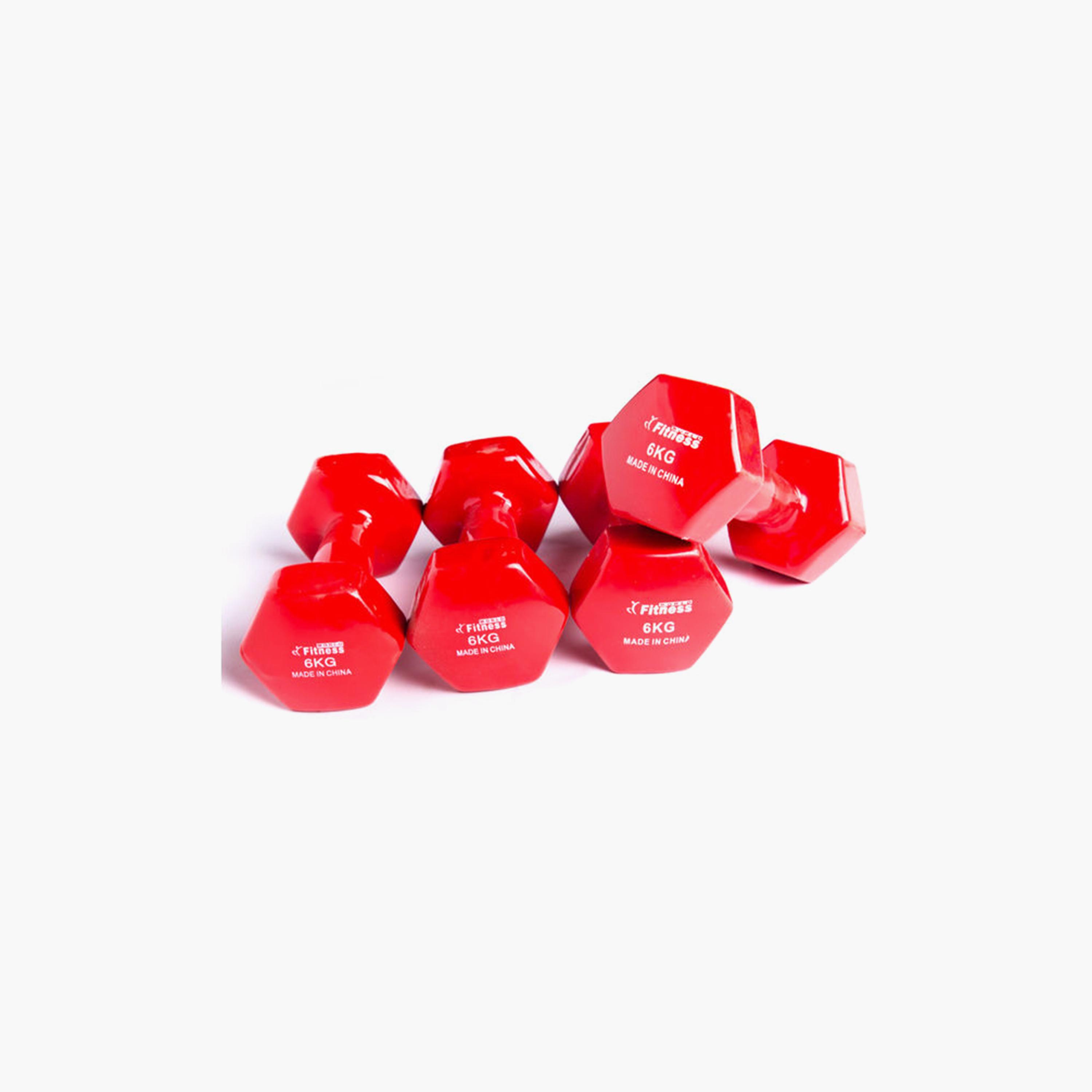 Gym Dumbbell, 6 Kg - Red-sports-gear-gym-image-4