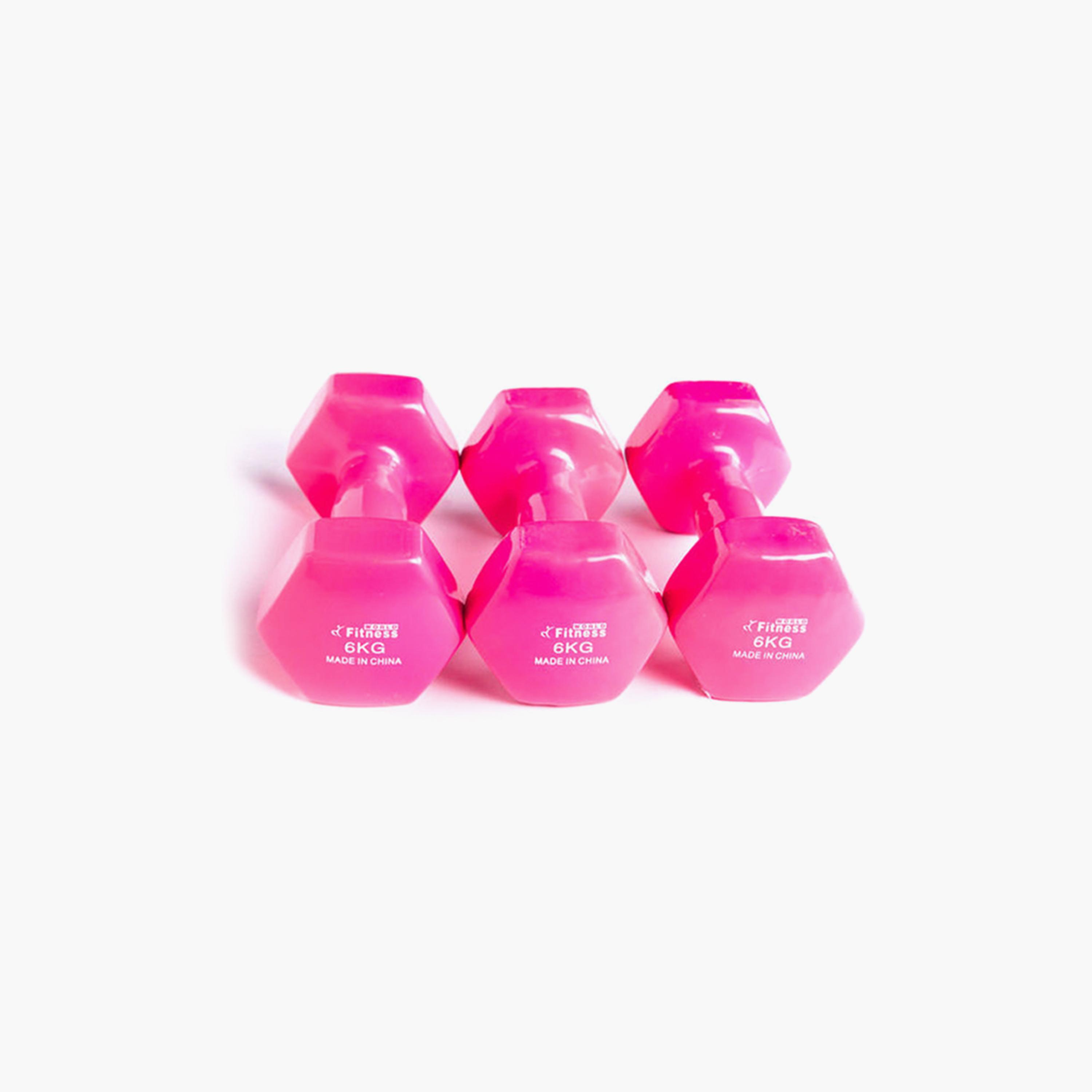 Gym Dumbbell, 6 Kg - Pink-sports-gear-gym-image-3