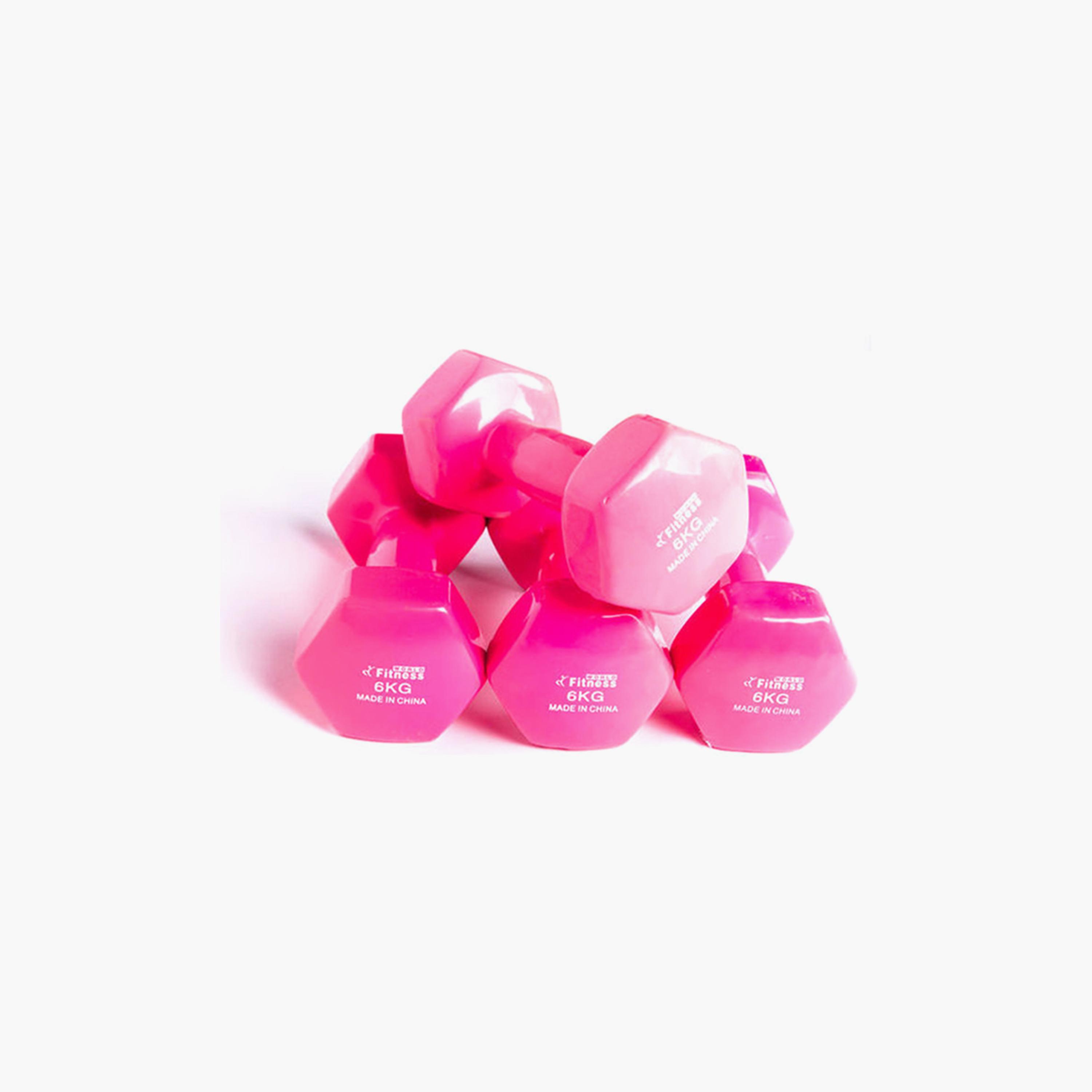 Gym Dumbbell, 6 Kg - Pink-sports-gear-gym-image-4