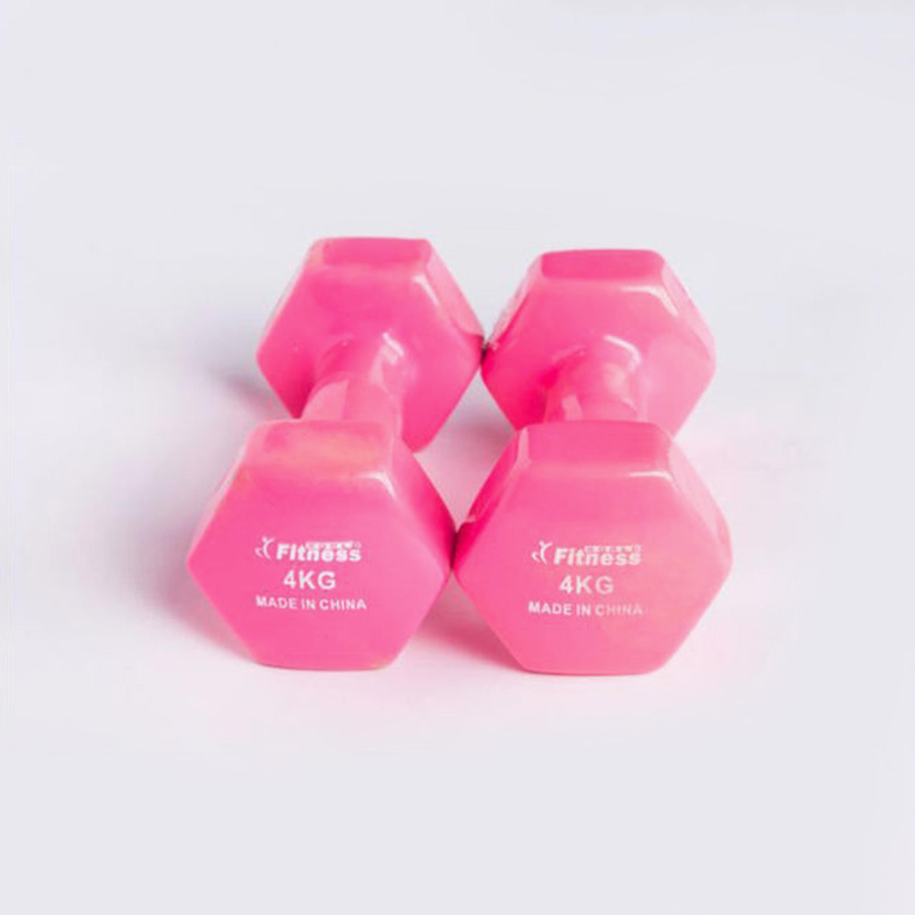 Gym Dumbbell, 4 Kg - Pink-sports-gear-gym-image-2