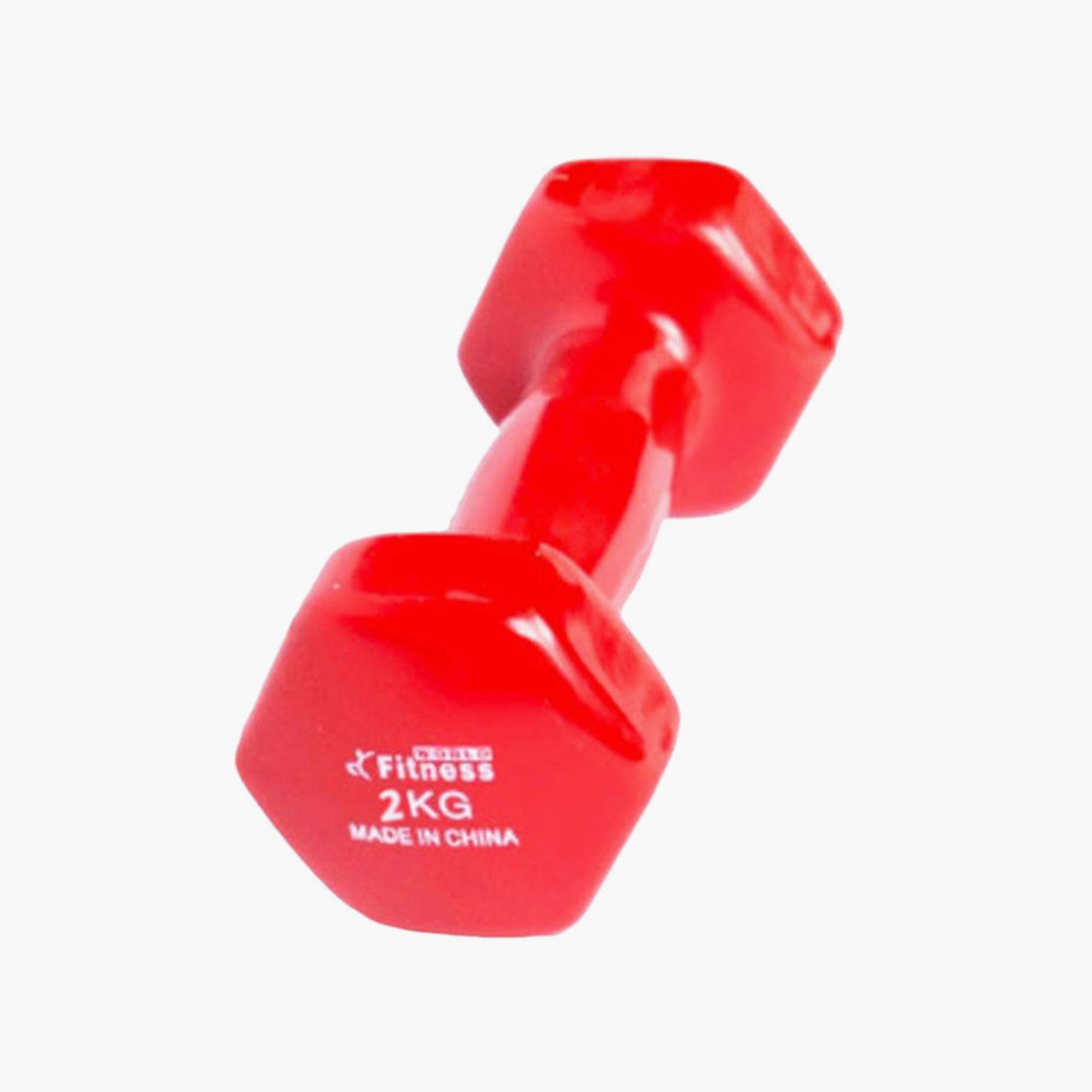 Gym Dumbbell, 2 Kg - Red-sports-gear-gym-image-1