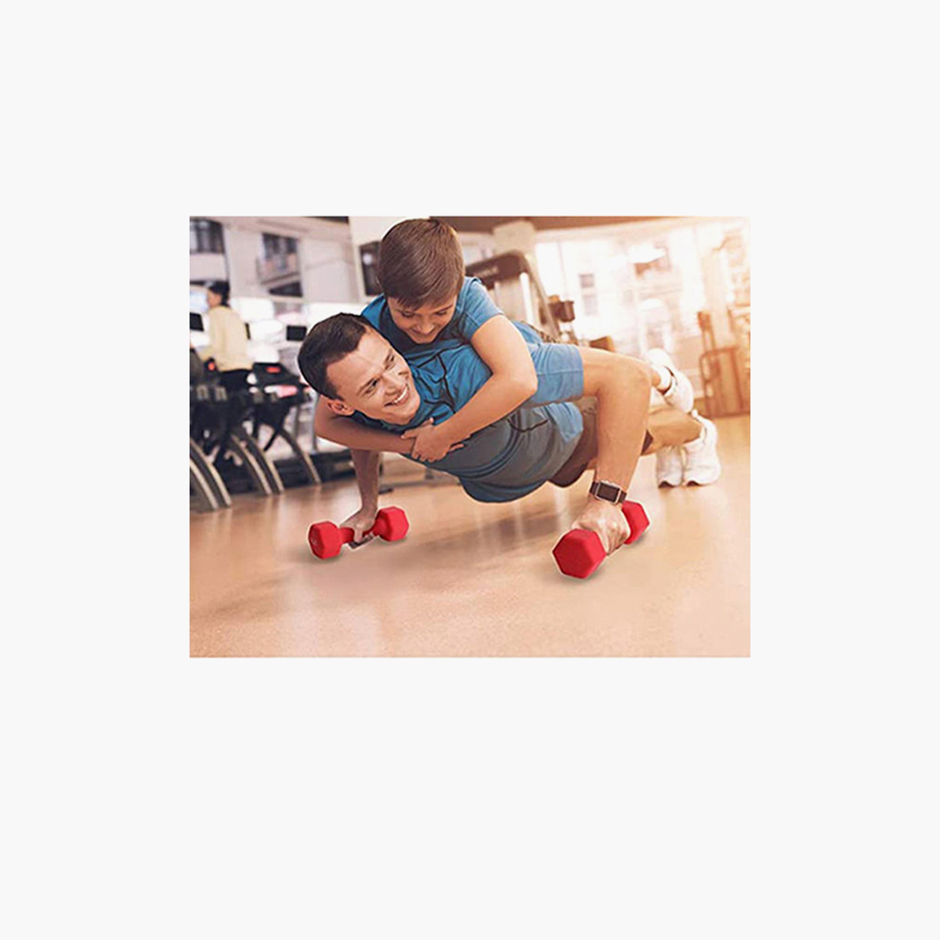 Gym Dumbbell, 2 Kg - Red-sports-gear-gym-image-2