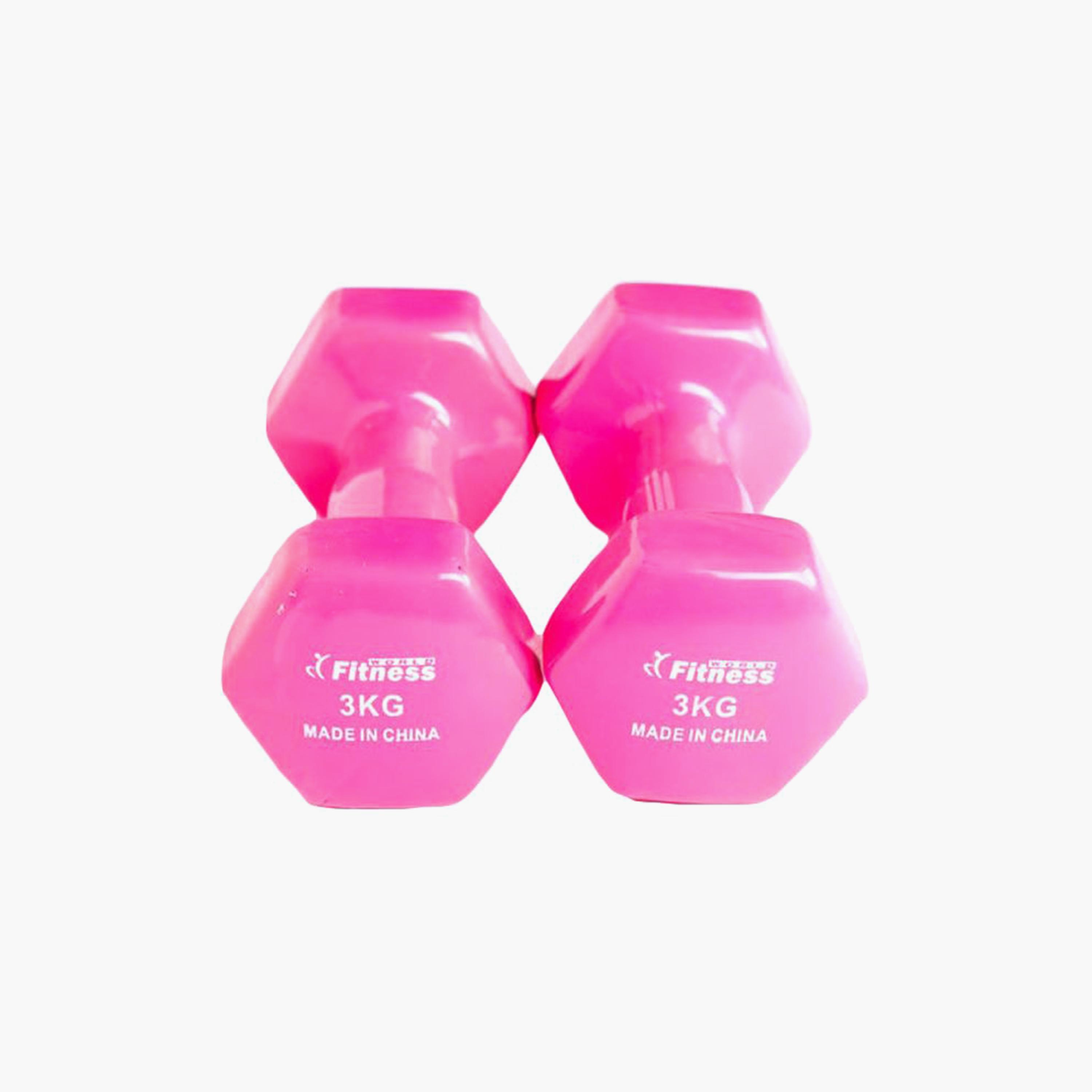 Gym Dumbbell, 3 Kg - Pink-sports-gear-gym-image-1