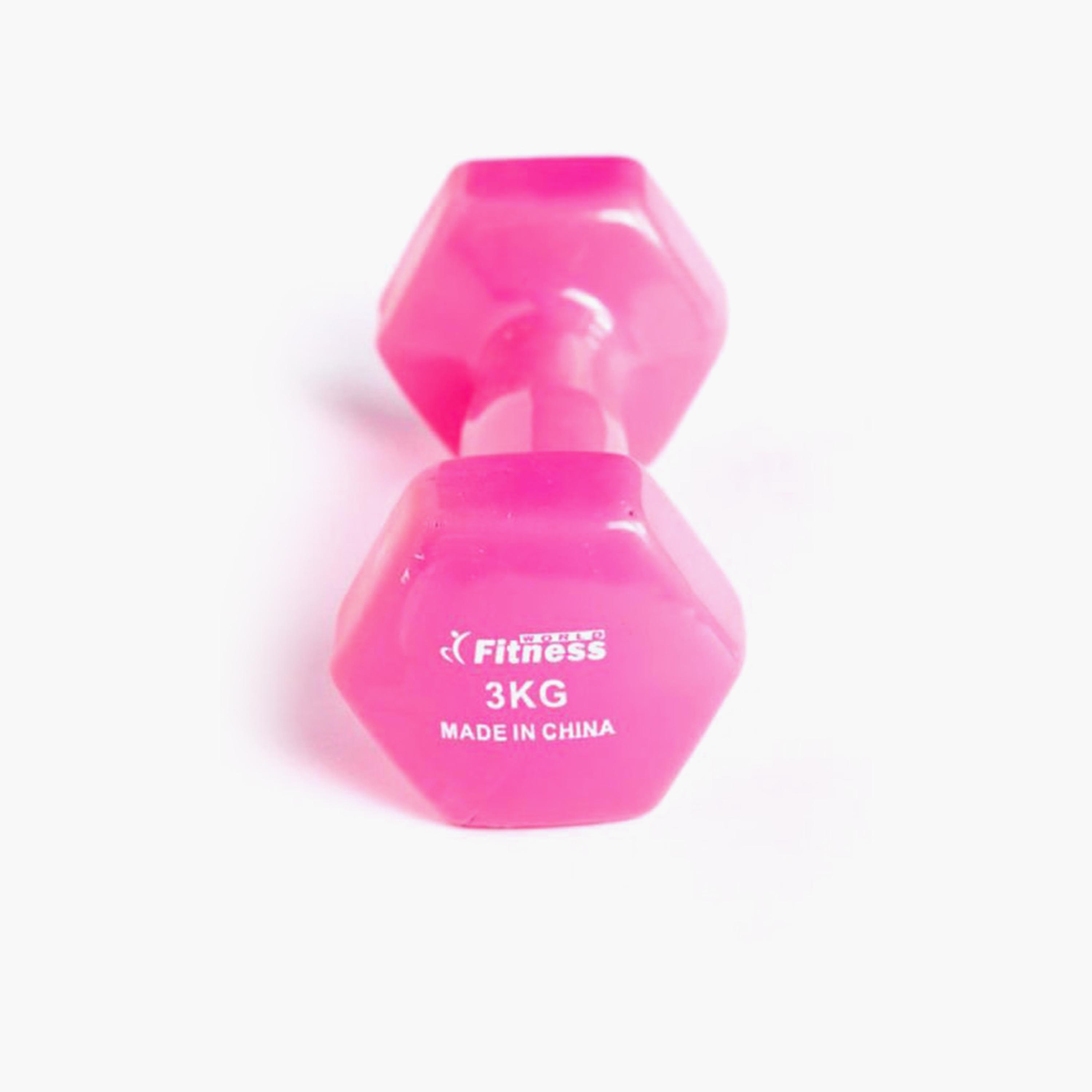 Gym Dumbbell, 3 Kg - Pink-sports-gear-gym-image-2