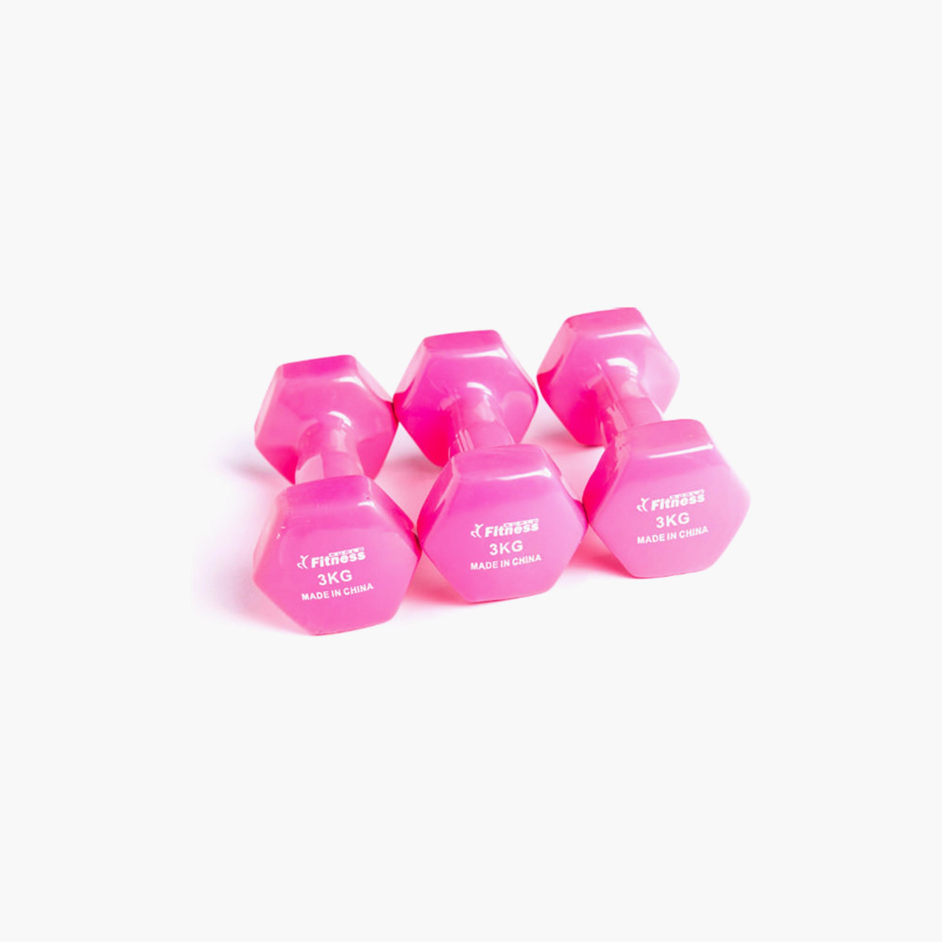 Gym Dumbbell, 3 Kg - Pink-sports-gear-gym-image-3