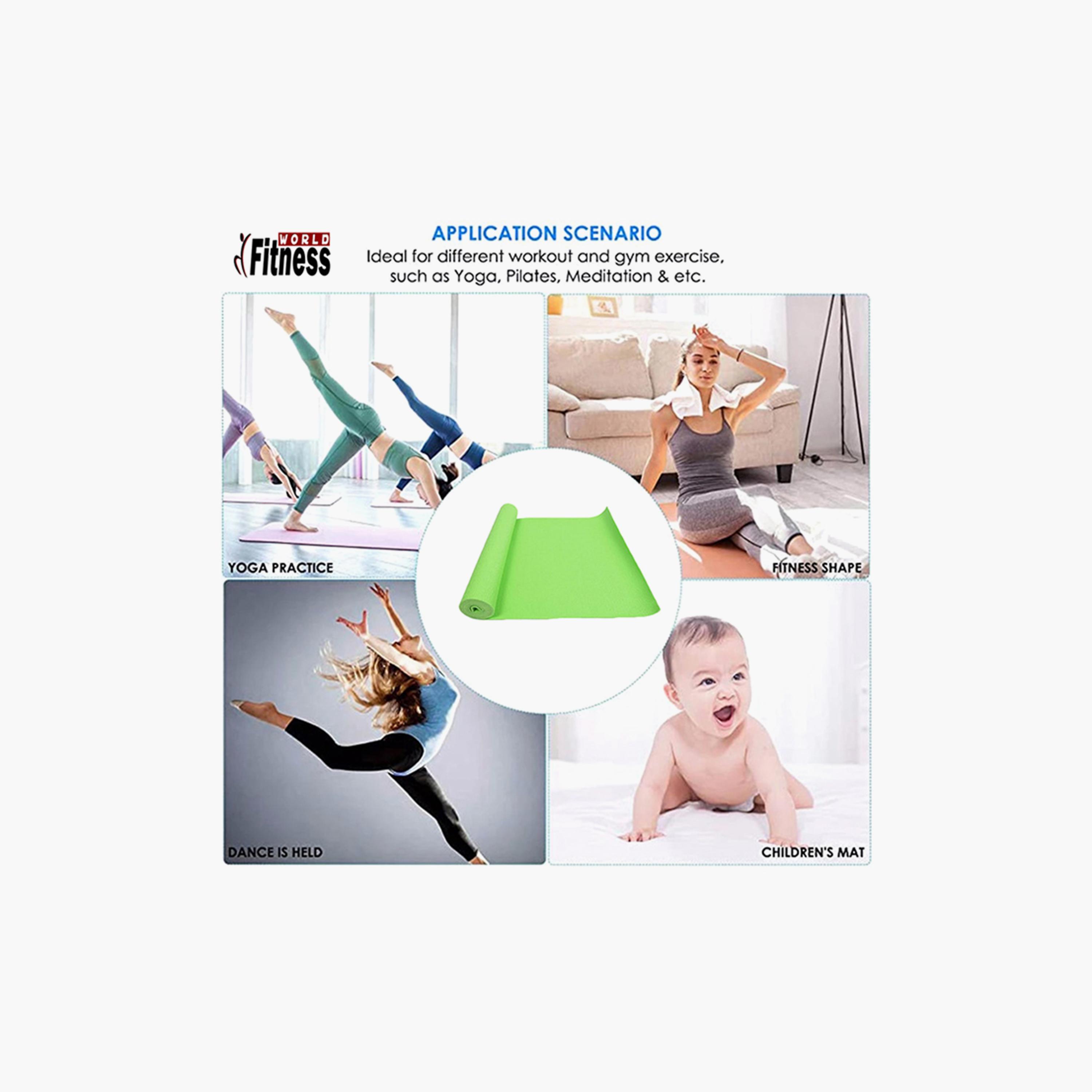 Anti-Skid Yoga Mat, 173 x 61 x 0.8 cm - Green-sports-gear-gym-image-3