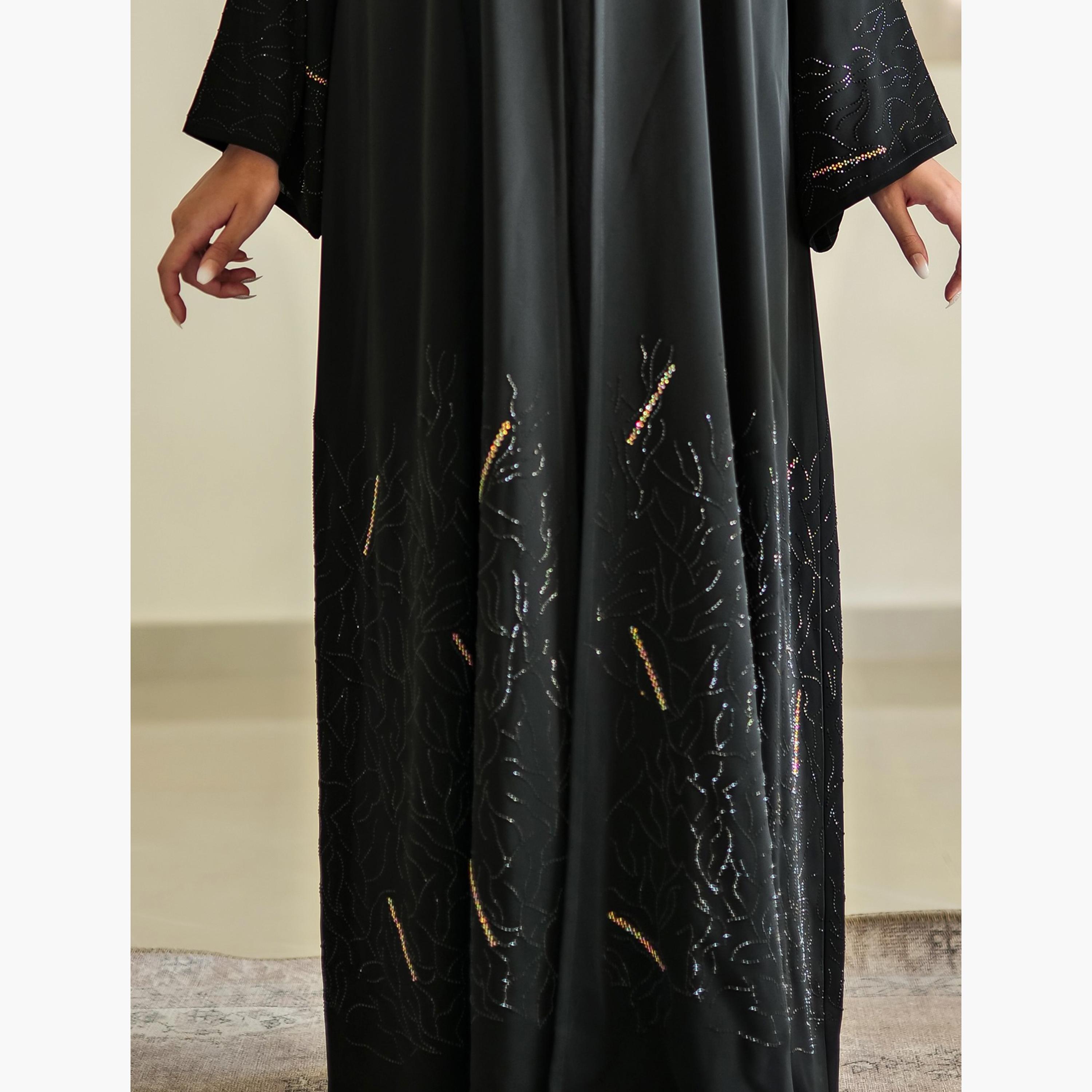 Nukhbaa Embellished Detailed Abaya with Hijab-women-arabicclothing-abayas-image-2