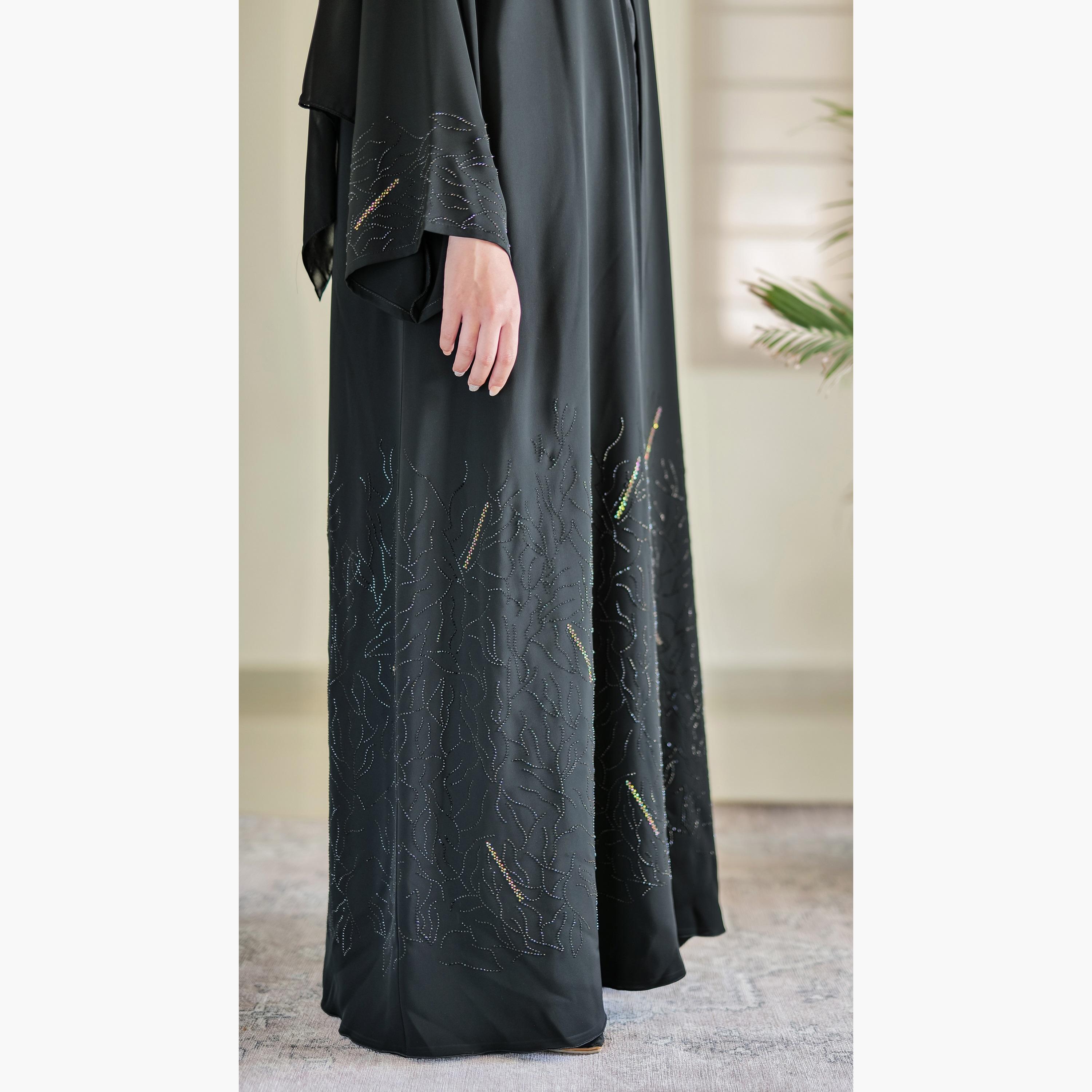 Nukhbaa Embellished Detailed Abaya with Hijab-women-arabicclothing-abayas-image-4