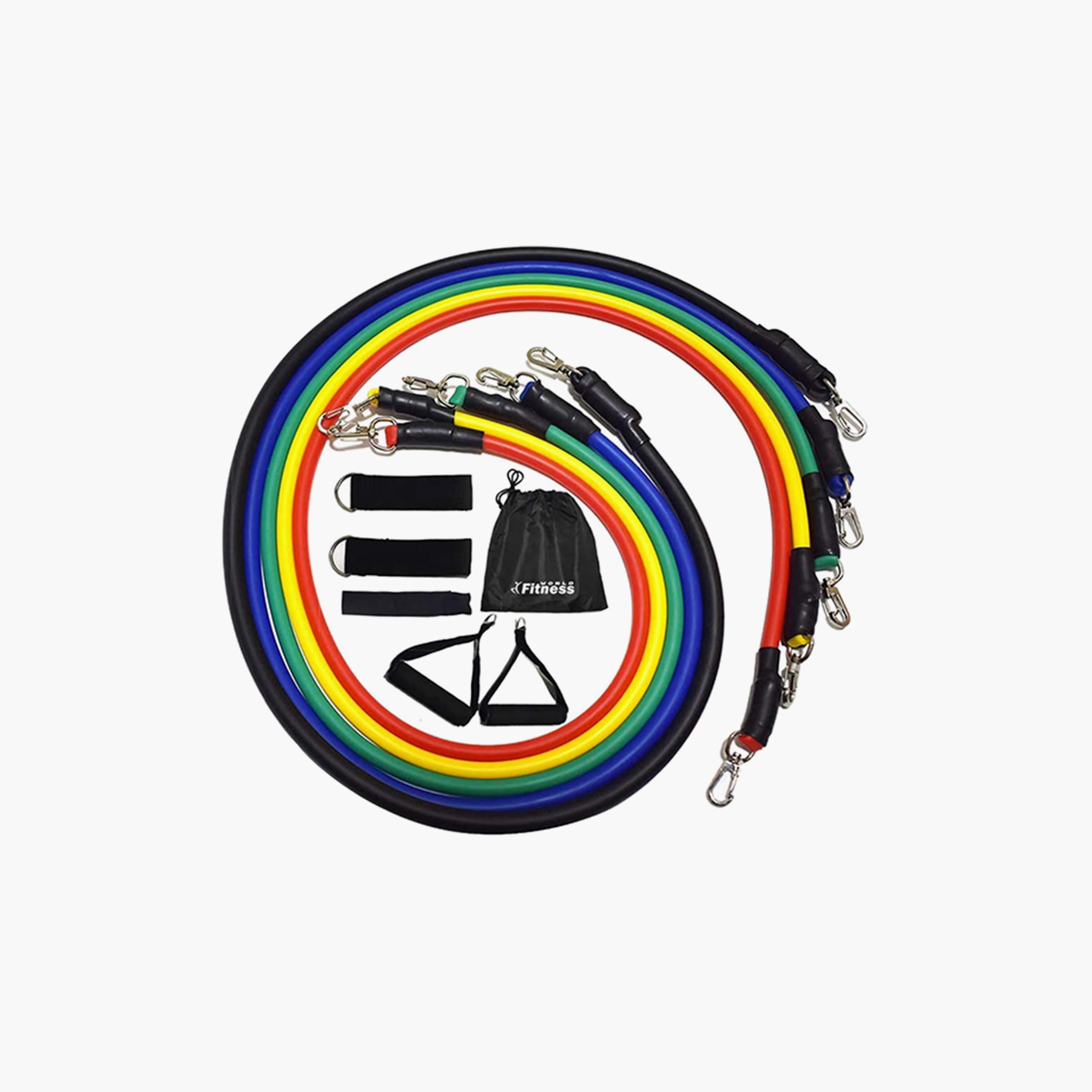 Multi-Function Pull Rope with Accessories Set, 11 Piece - Multicolour-sports-gear-gym-image-1