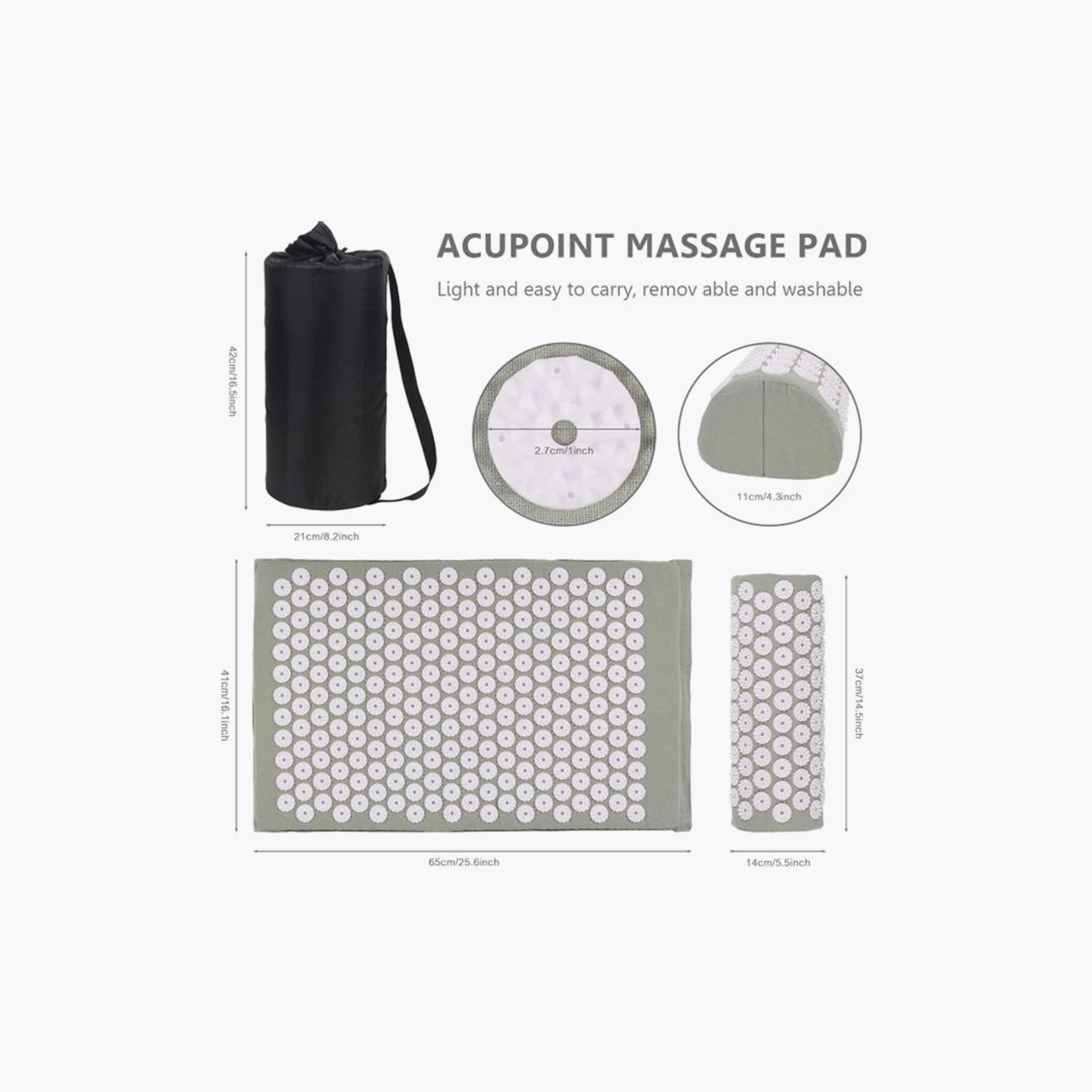 Acupressure Mat and Pillow Set for Back/Neck Pain Relief and Muscle Relaxation - Grey-sports-gear-gym-image-2