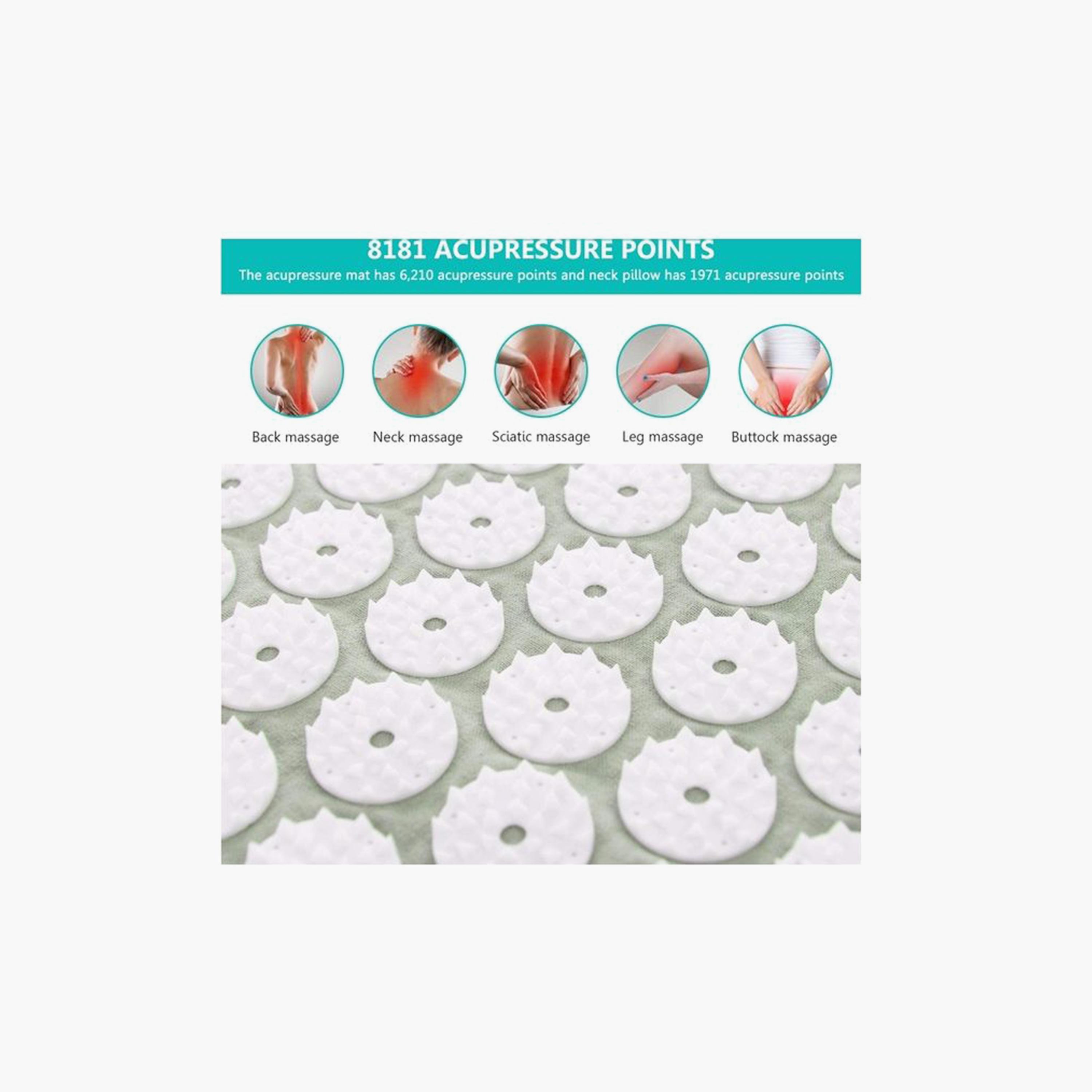 Acupressure Mat and Pillow Set for Back/Neck Pain Relief and Muscle Relaxation - Grey-sports-gear-gym-image-4