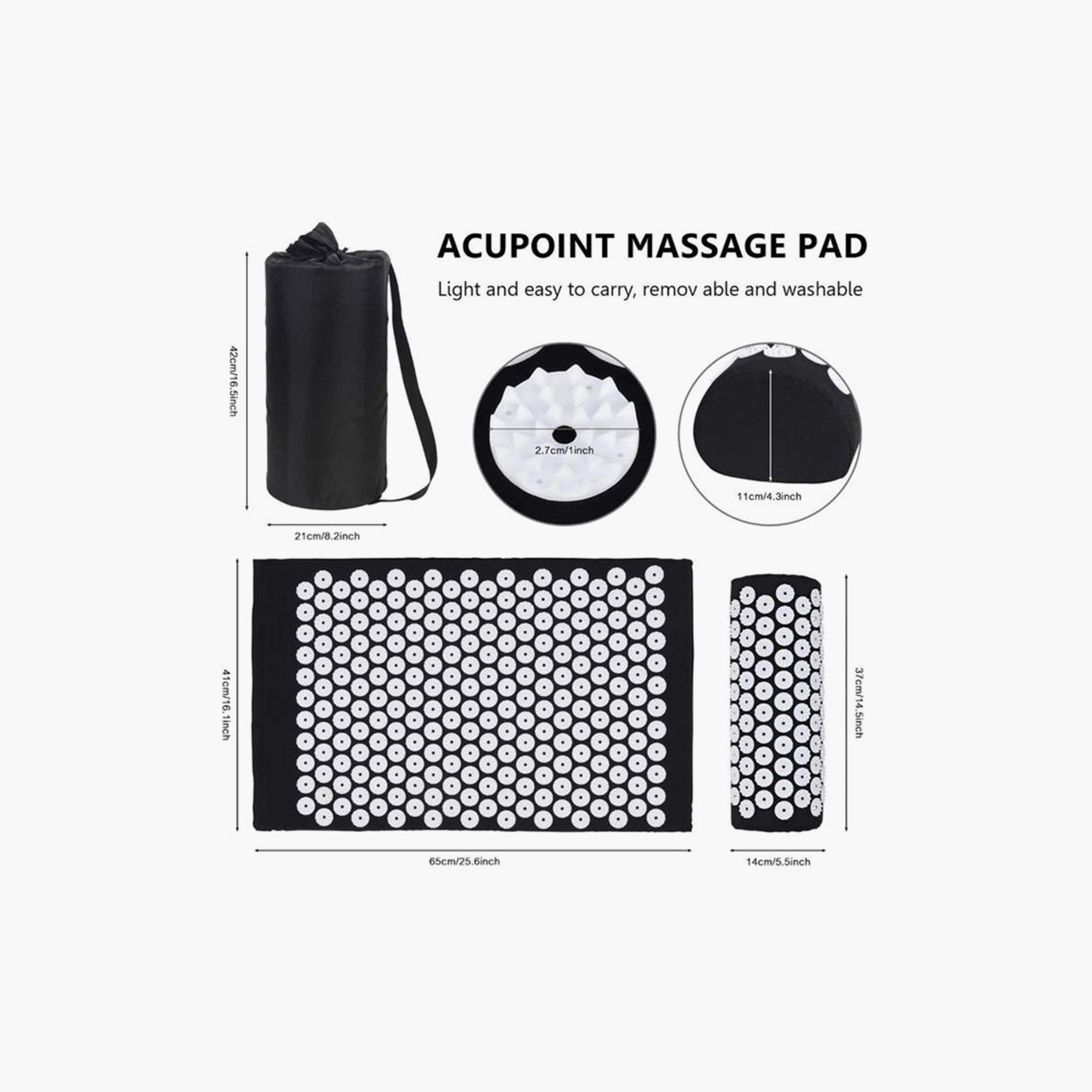 Acupressure Mat and Pillow Set, 64532A - Black-sports-gear-gym-image-2