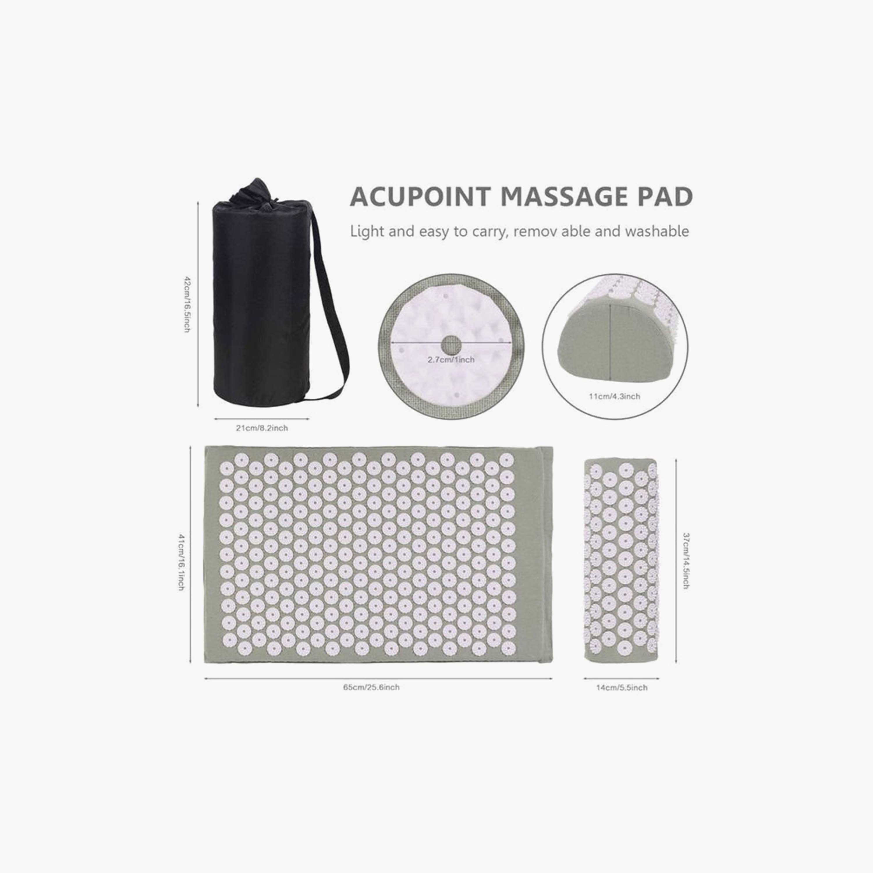 Acupressure Mat and Pillow Set, 22455A - Grey-sports-gear-gym-image-2