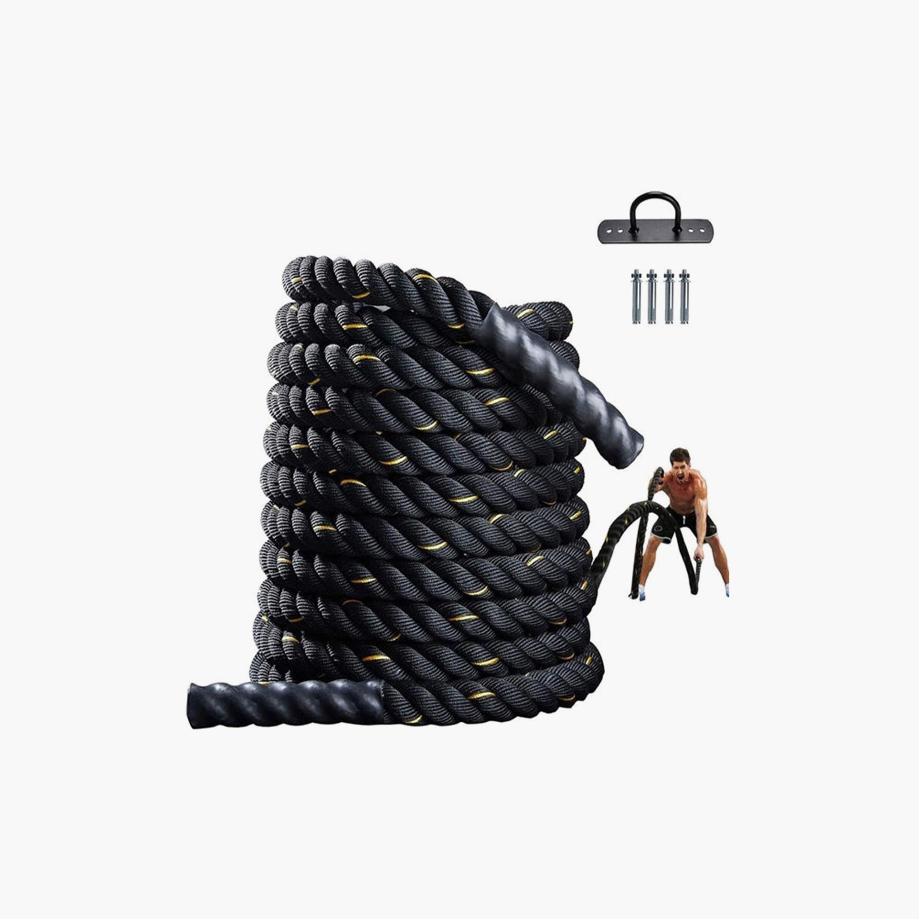 3-Strand Twisted Battle Rope One Size - Black-sports-gear-gym-image-2
