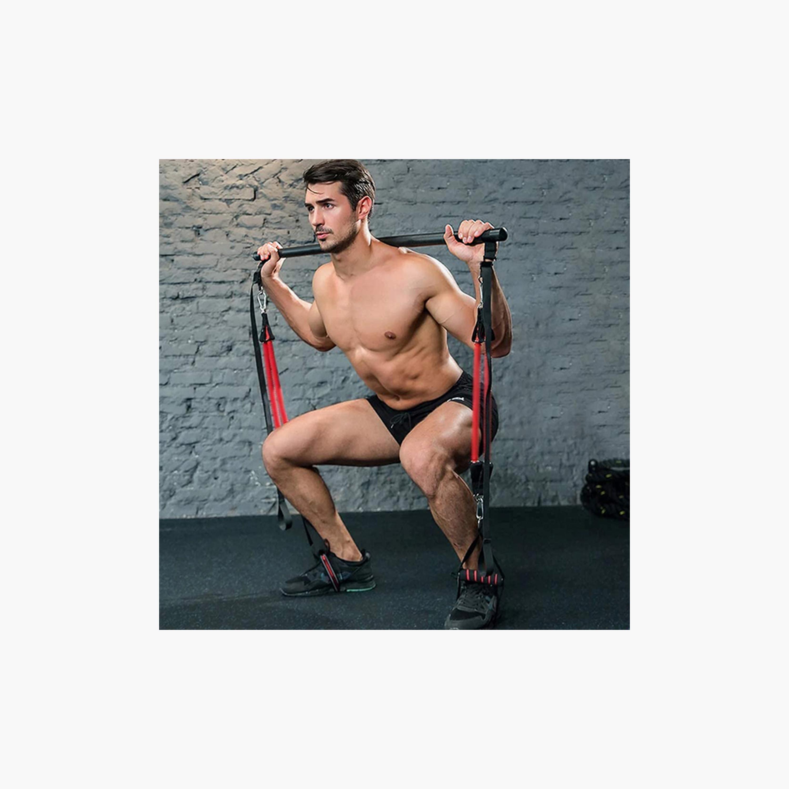 Resistance Band With Adjust Belt, 24.1 x 10.1 x 0.8 cm - Red and Black-sports-gear-gym-image-2