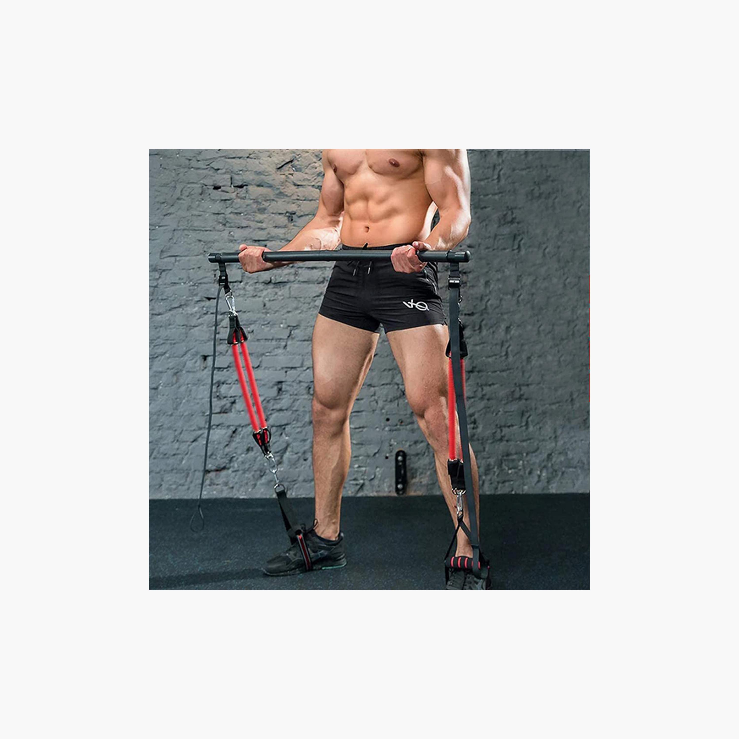 Resistance Band With Adjust Belt, 24.1 x 10.1 x 0.8 cm - Red and Black-sports-gear-gym-image-3