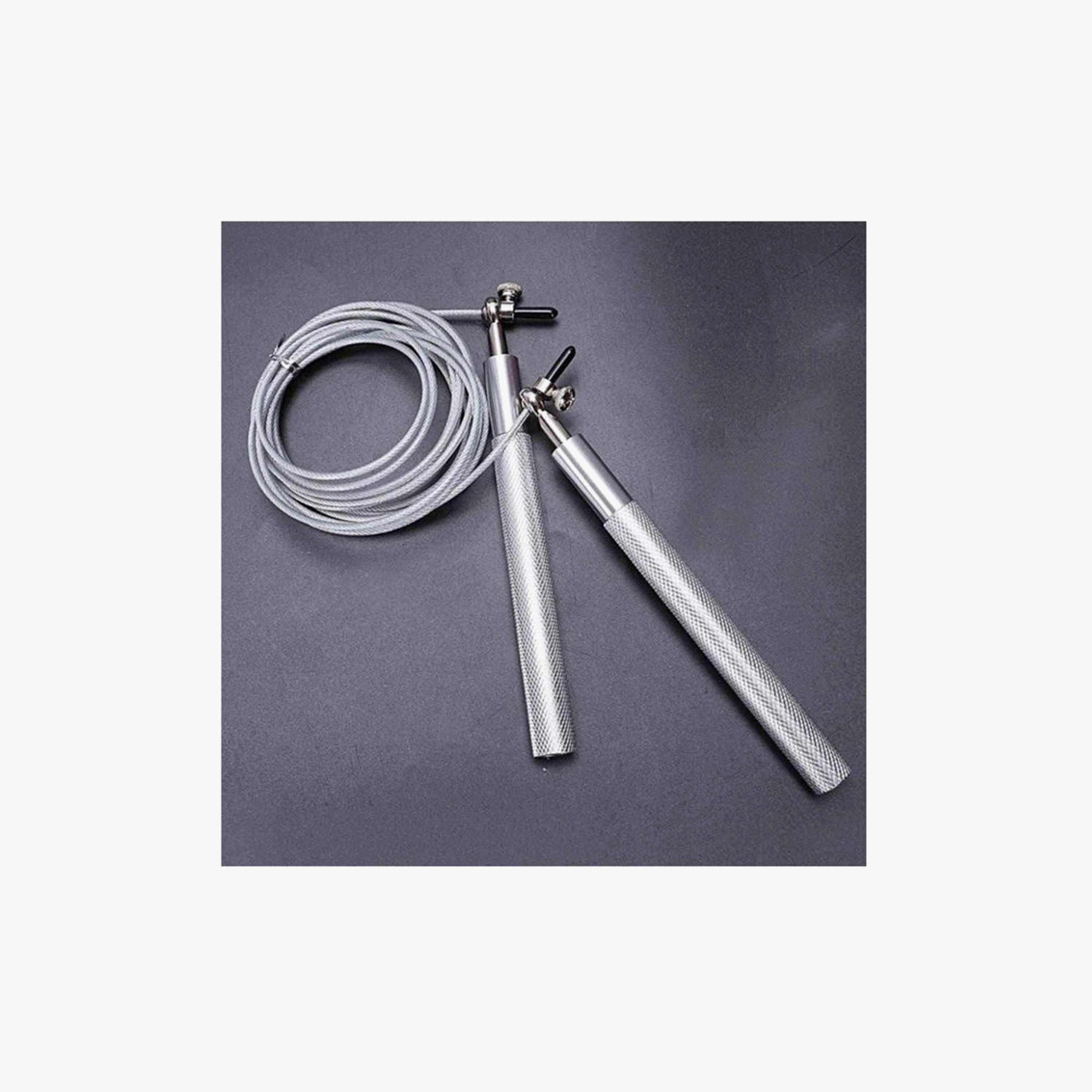 Adjustable Steel Skipping Rope, 300 cm - Silver-sports-gear-gym-image-2