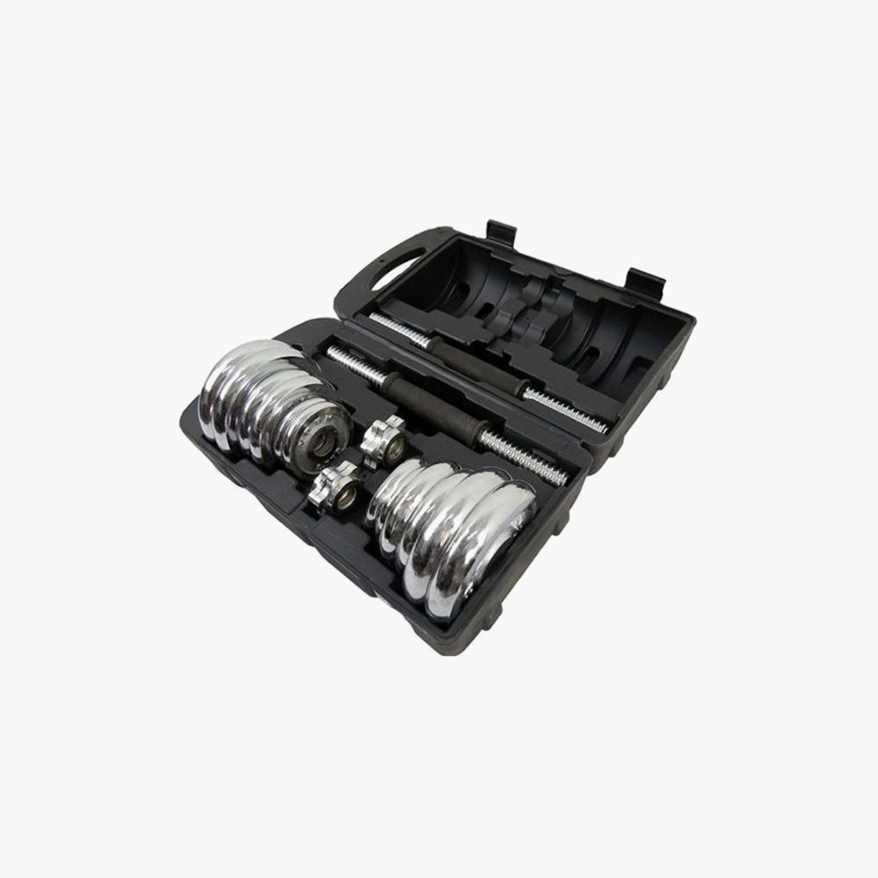 Integrated Weight Set 20 Kg - Silver and Black-sports-gear-gym-image-2