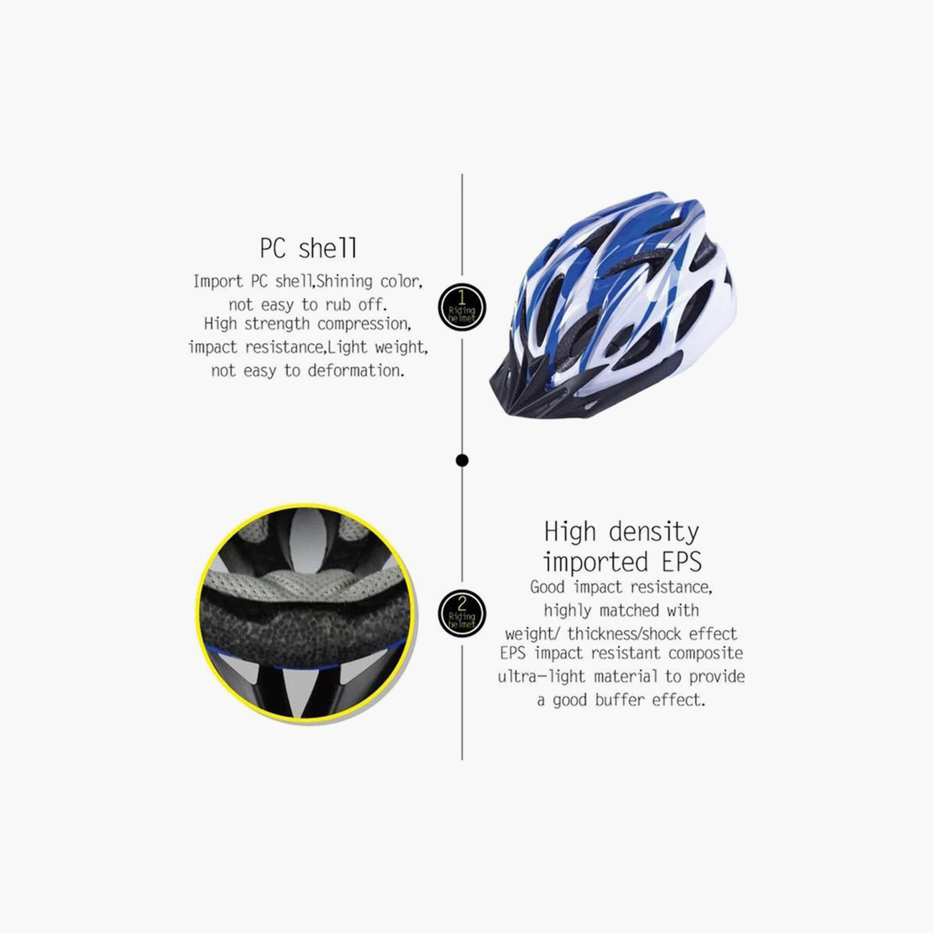 Mountain Cycling Bicycle Helmet - Blue and White-sports-gear-gym-image-4