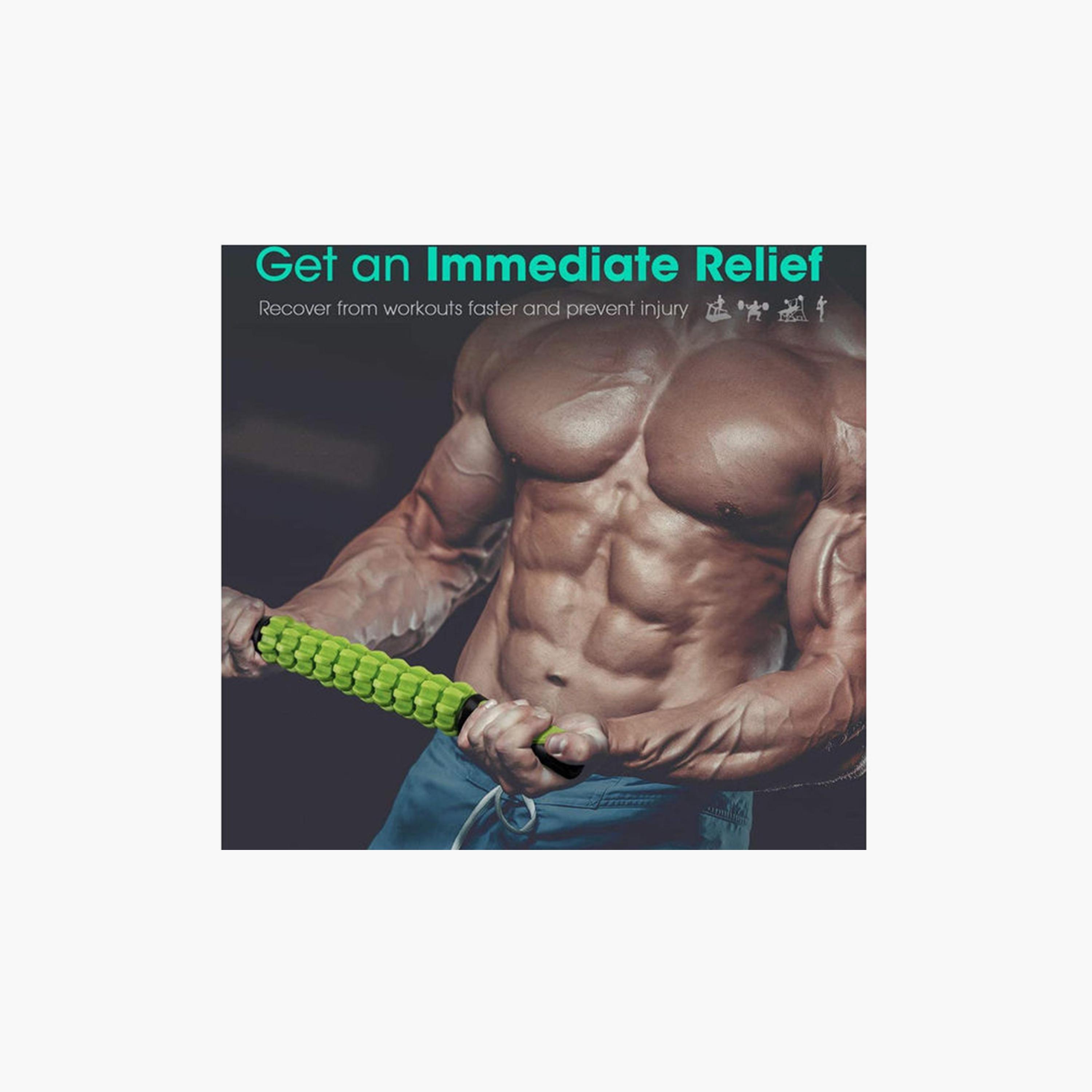 Portable Body Relaxation Massage Stick Roller One Size - Green and Black-sports-gear-gym-image-2