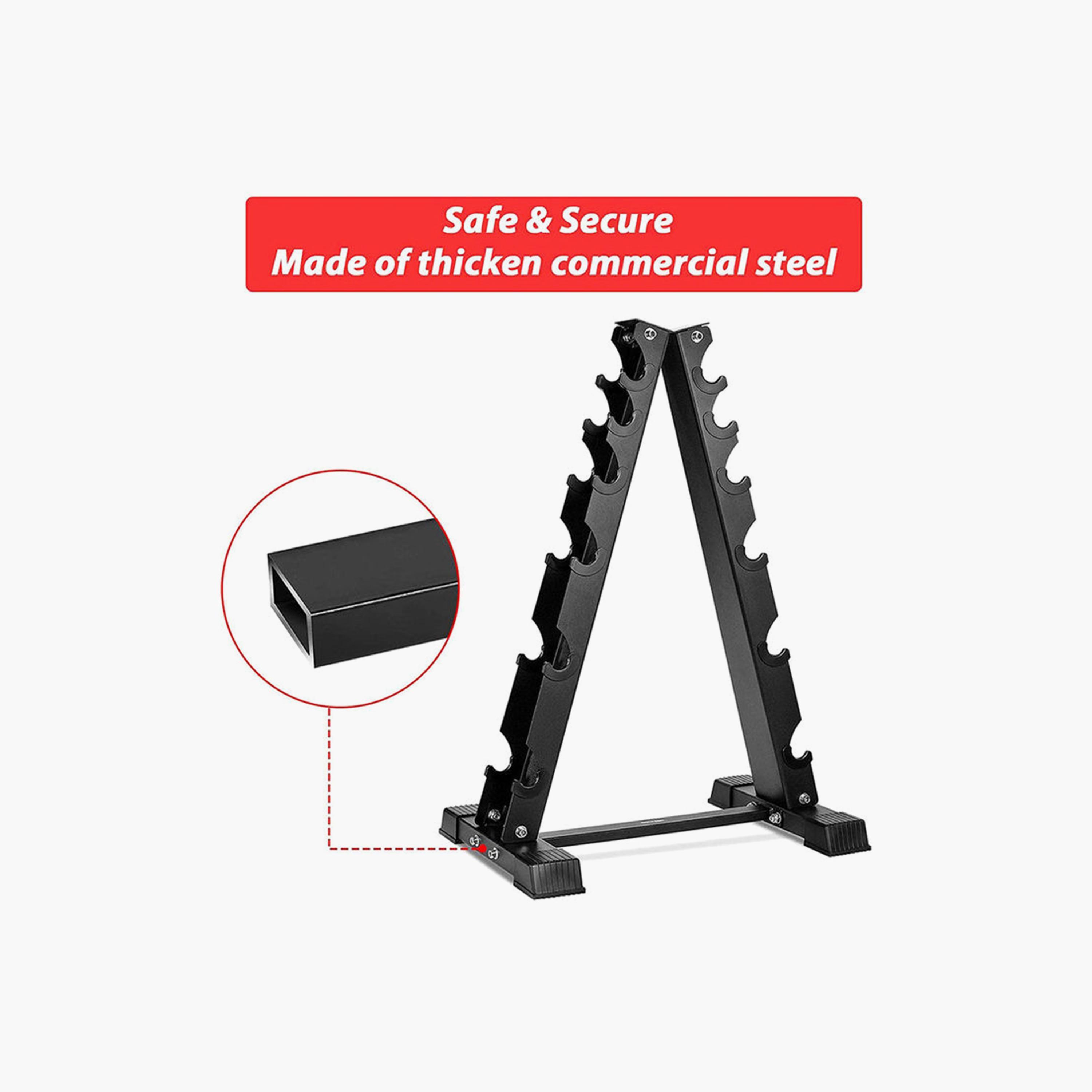 A-Frame Dumbbell Rack, 67 x 79 cm - Black-sports-gear-gym-image-2