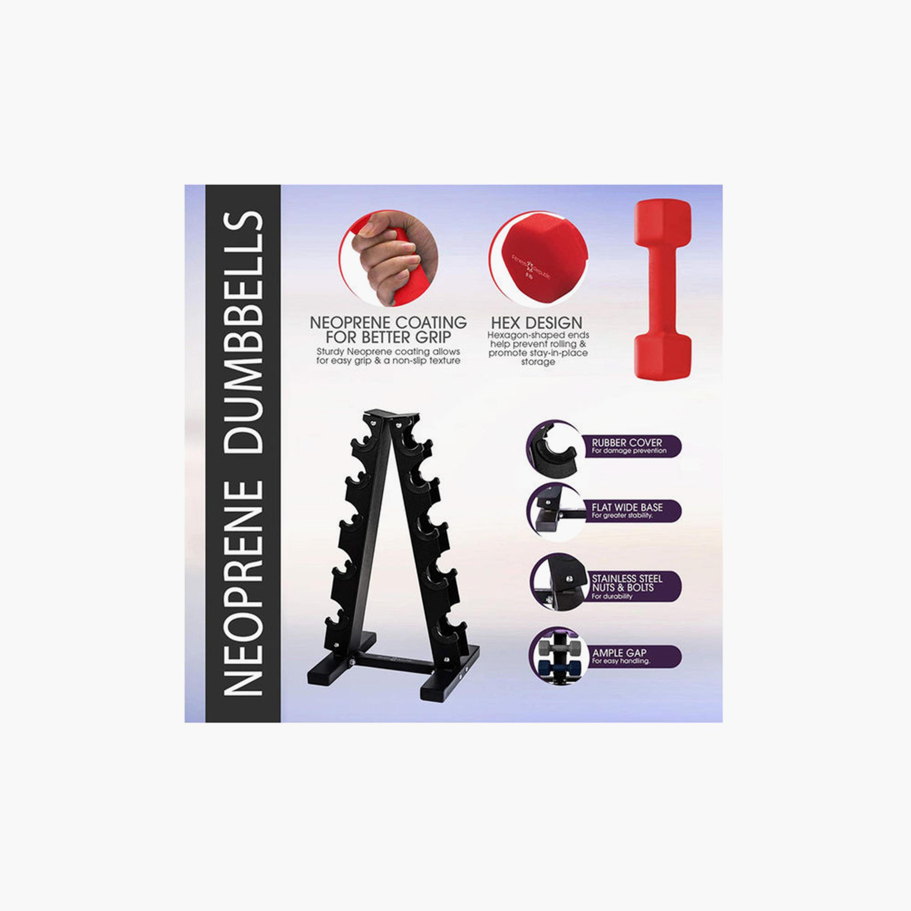 A-Frame Dumbbell Rack, 67 x 79 cm - Black-sports-gear-gym-image-3