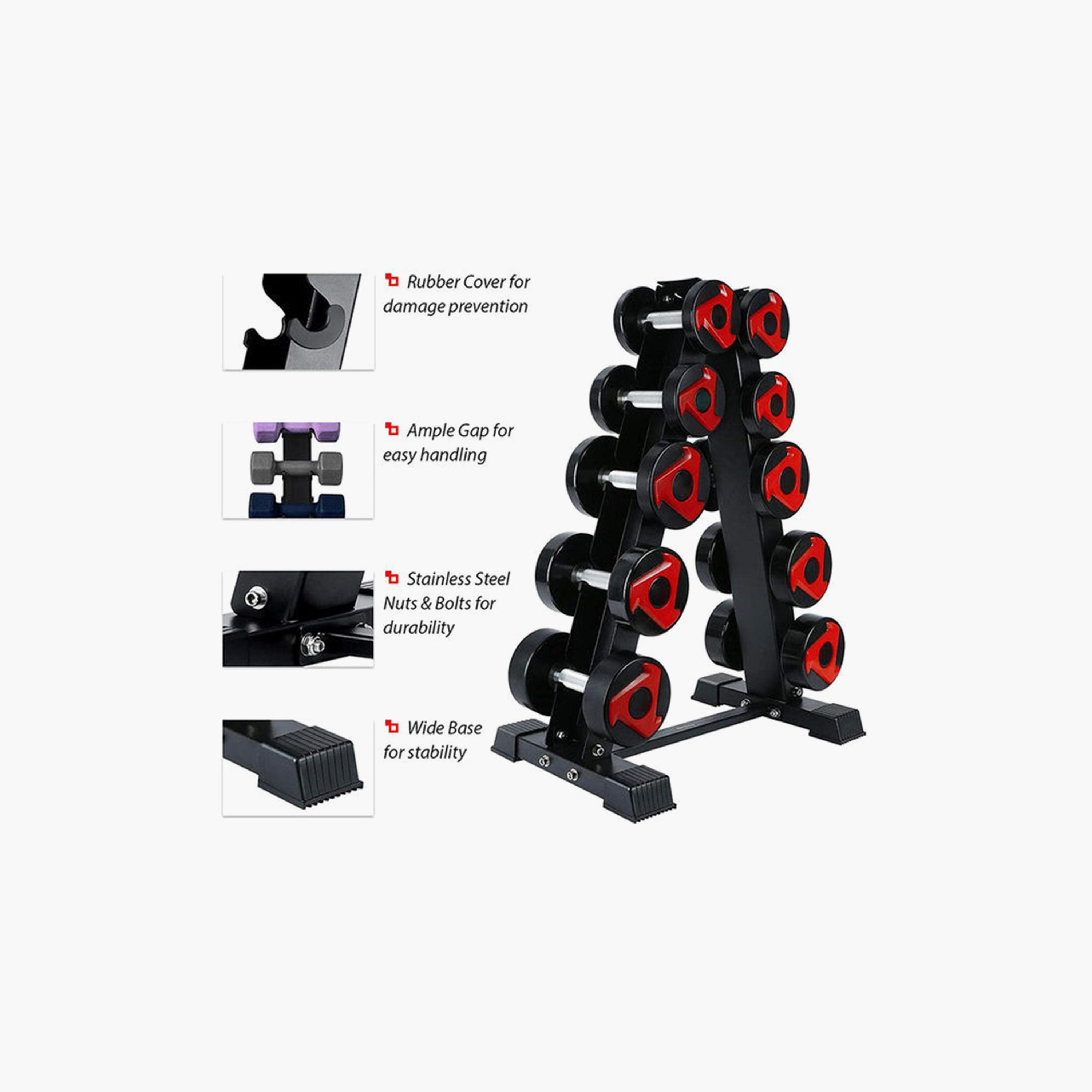A-Frame Dumbbell Rack, 67 x 79 cm - Black-sports-gear-gym-image-4