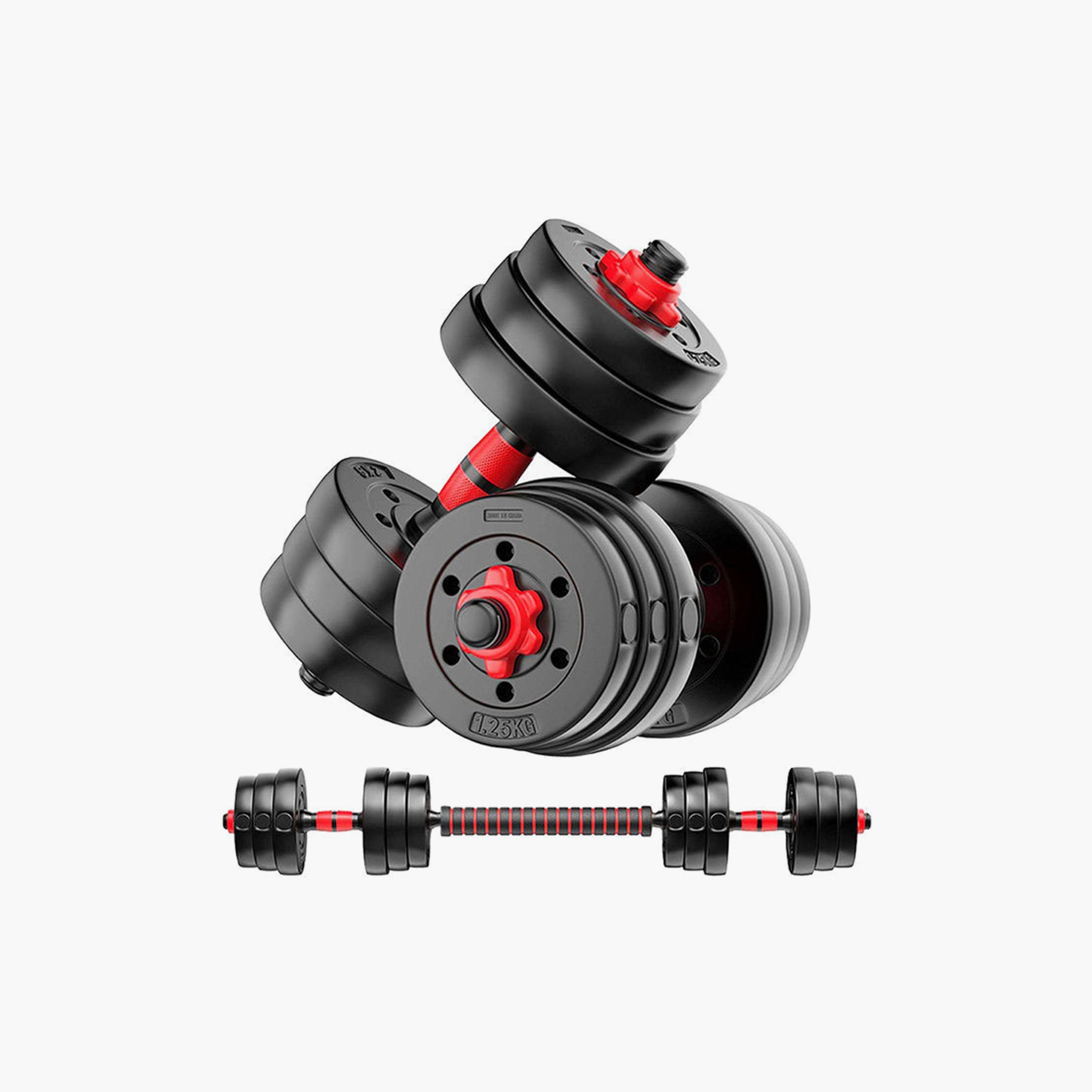 Adjustable Weight Dumbbells Set, 15 Kg - Black and Red-sports-gear-gym-image-1