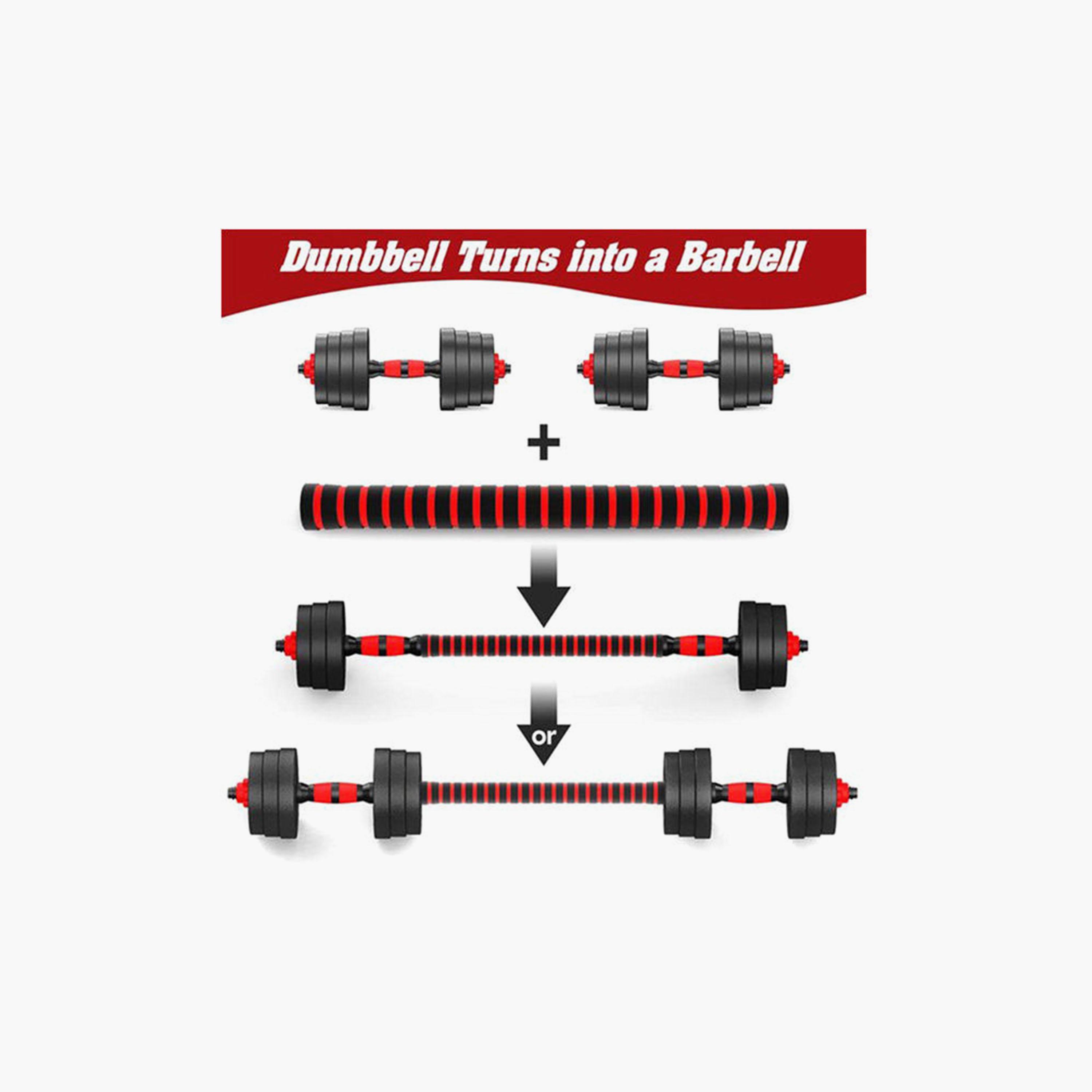 Adjustable Weight Dumbbells Set, 15 Kg - Black and Red-sports-gear-gym-image-2