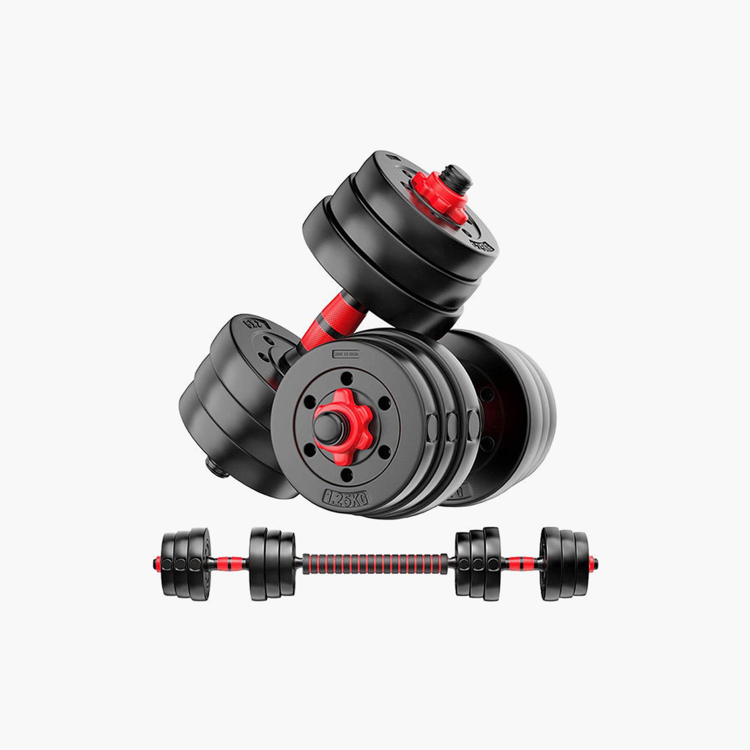 Adjustable Weight Dumbbells Set, 20 Kg - Black and Red-sports-gear-gym-image-1