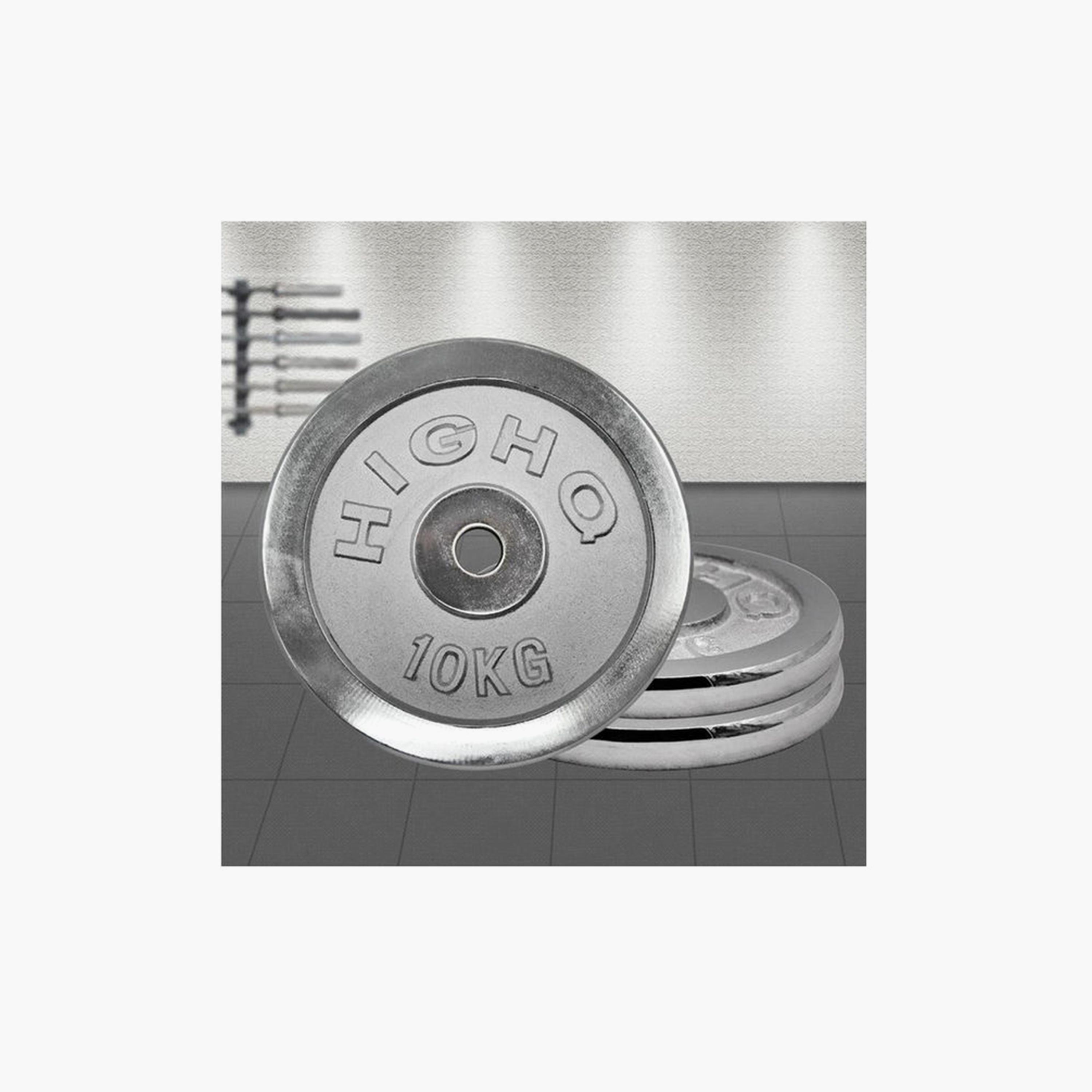 Weight Plate Dumbbell, 10 Kg - Silver-sports-gear-gym-image-2
