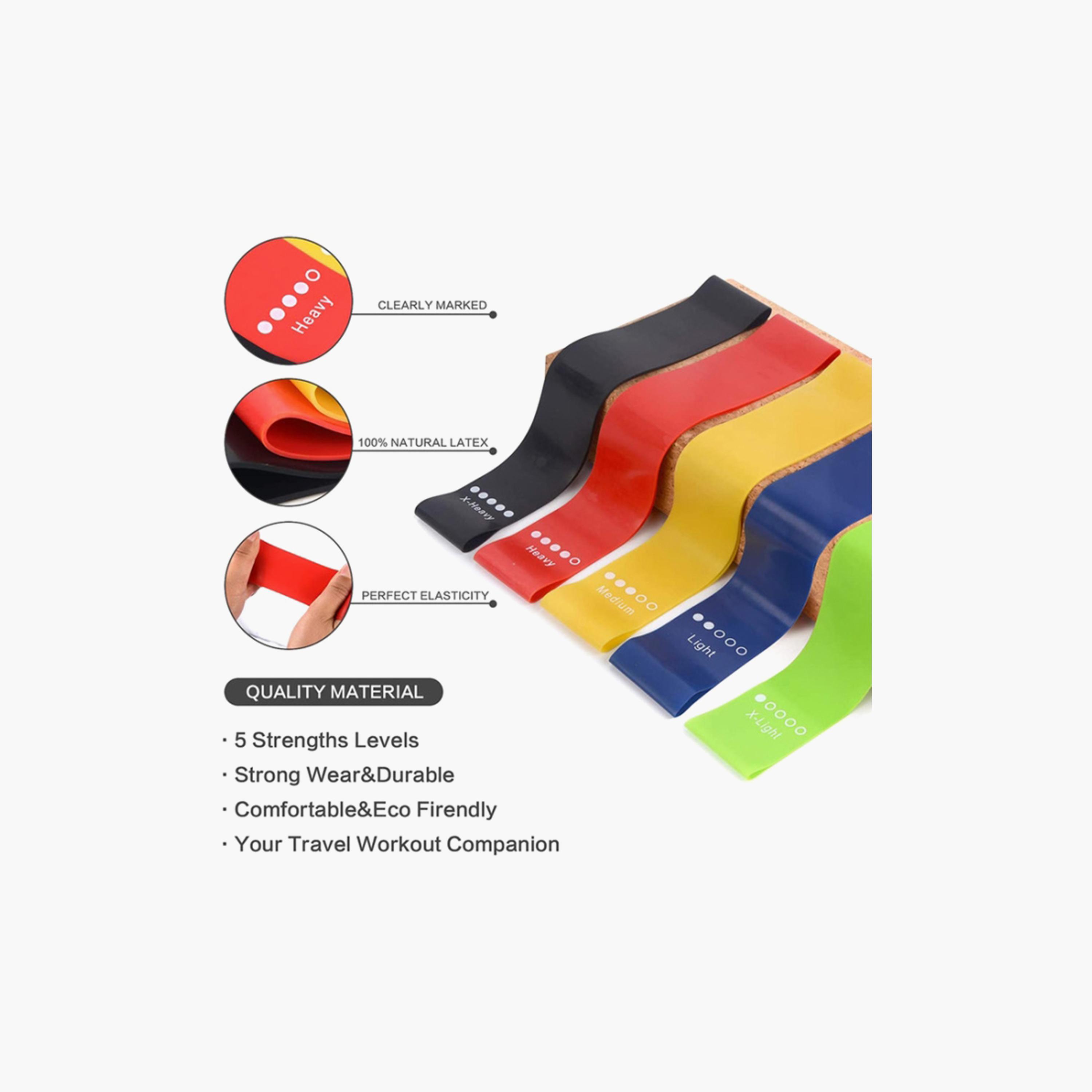 Elastic Resistance Band Set, 5-Piece - Multicolour-sports-gear-gym-image-4