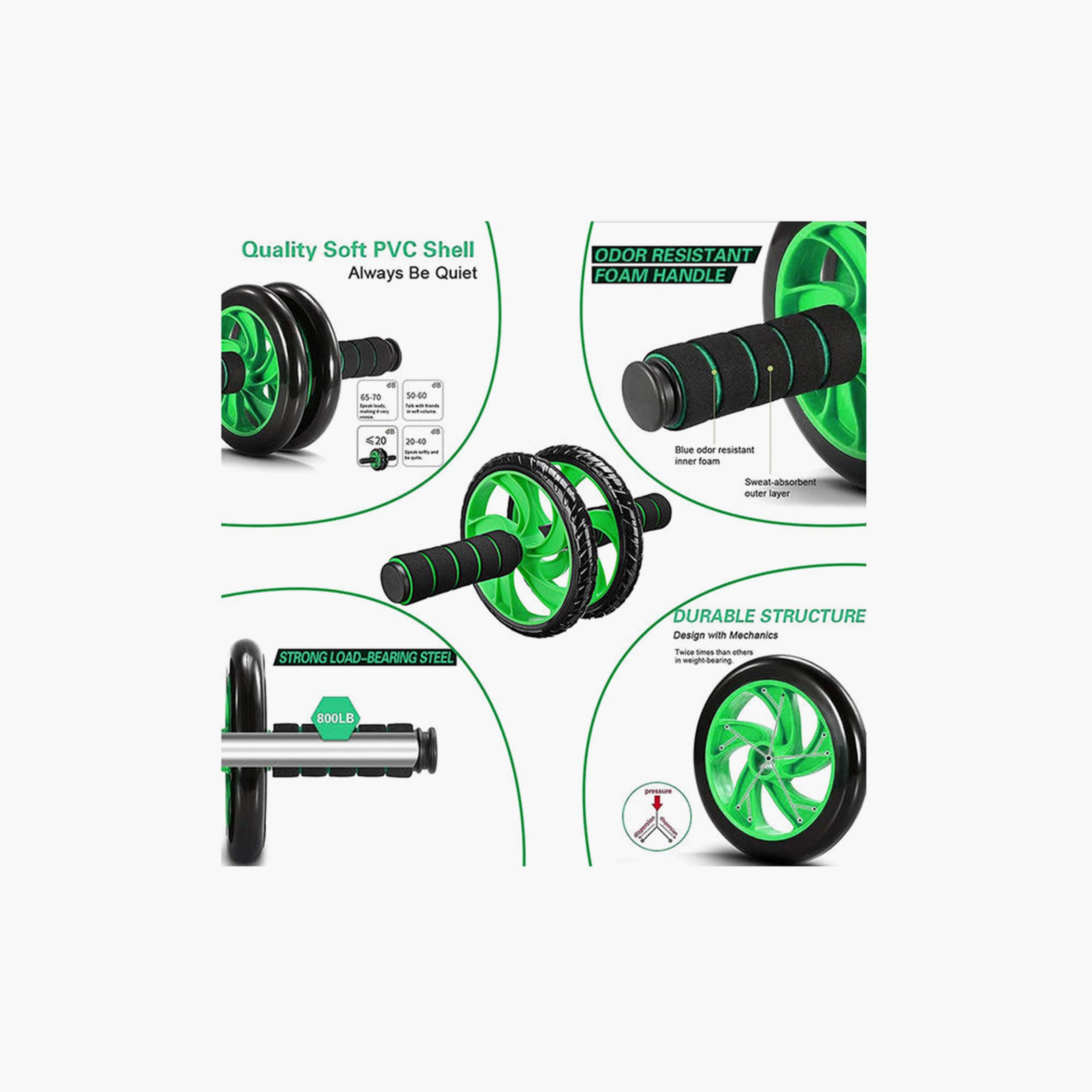 Ab-Roller Wheel, 12.6 x 3.94 x 9.45 cm - Green and Black-sports-gear-gym-image-3