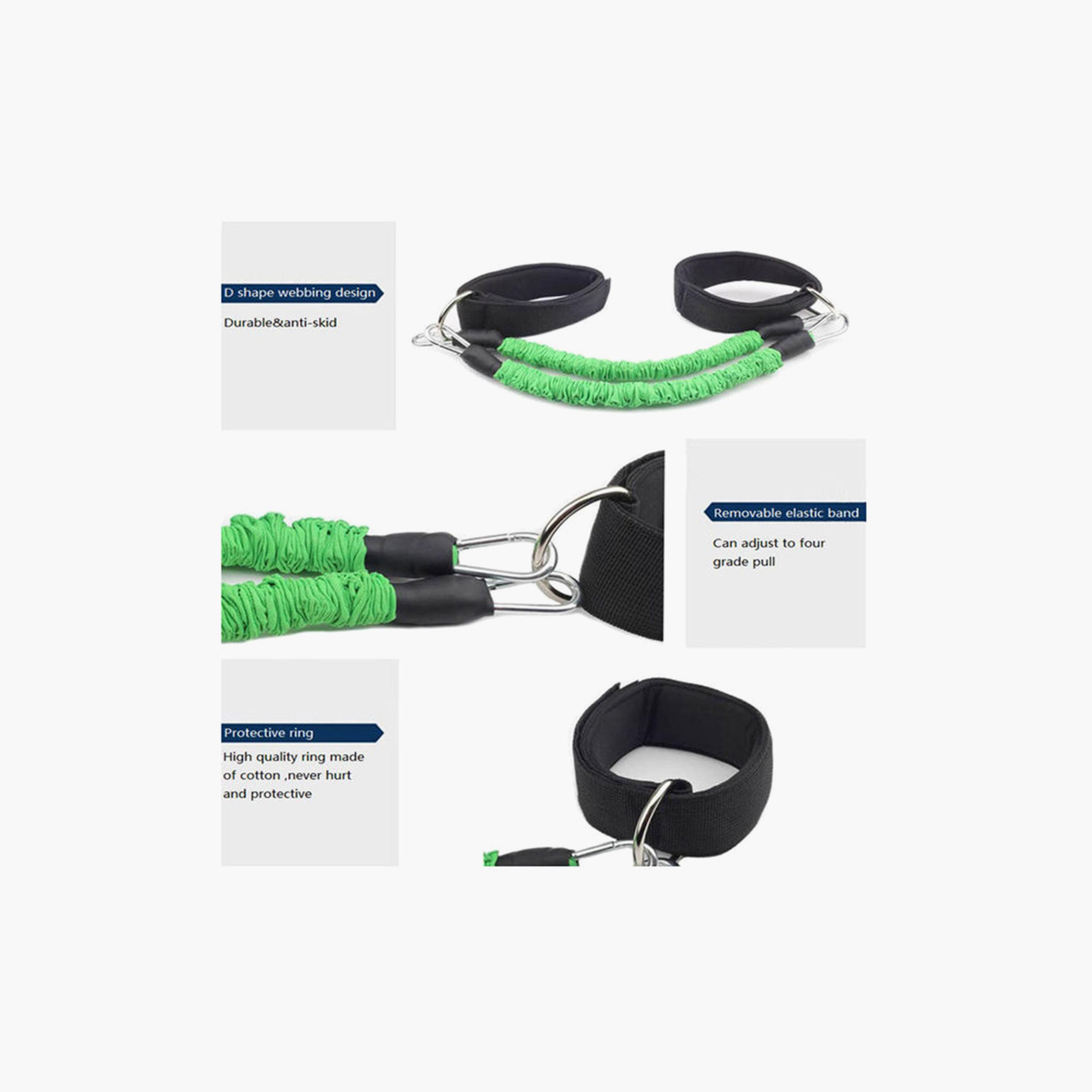 Strength Legs Resistance Bands With Ankle Straps Set, One Size - Green and Black-sports-gear-gym-image-3