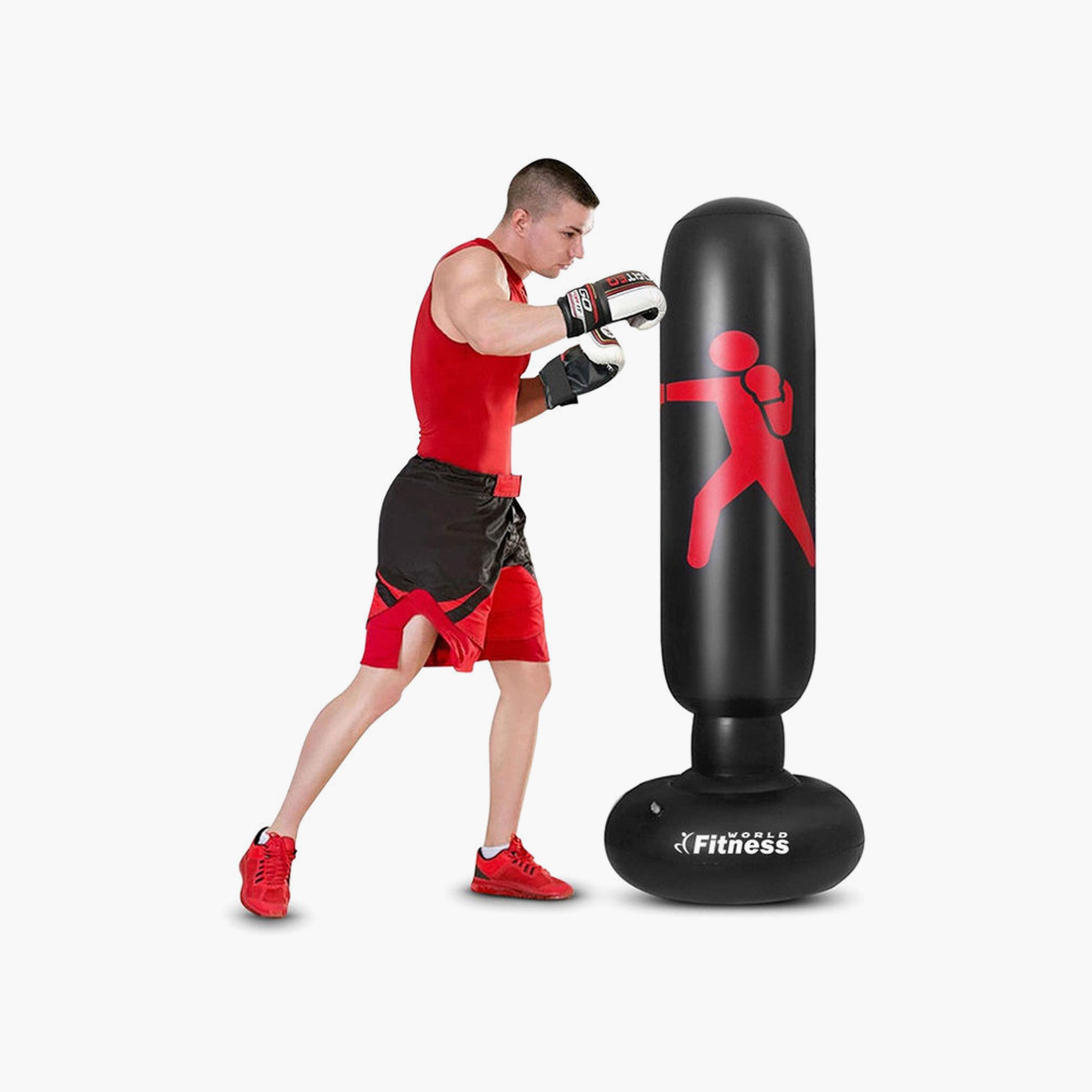Inflatable Punching Bag 6 Feet - Black-sports-gear-gym-image-2