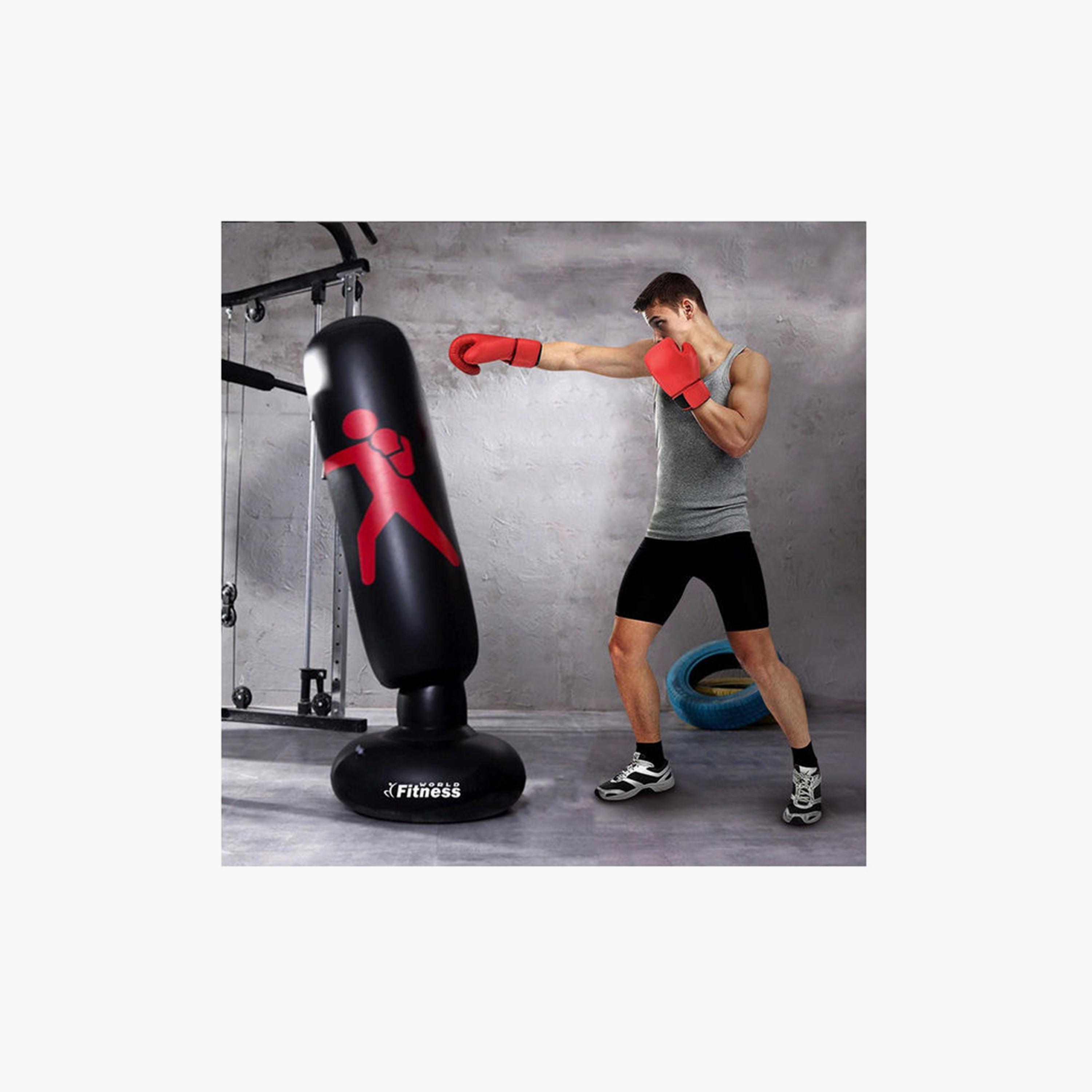 Inflatable Punching Bag 6 Feet - Black-sports-gear-gym-image-3