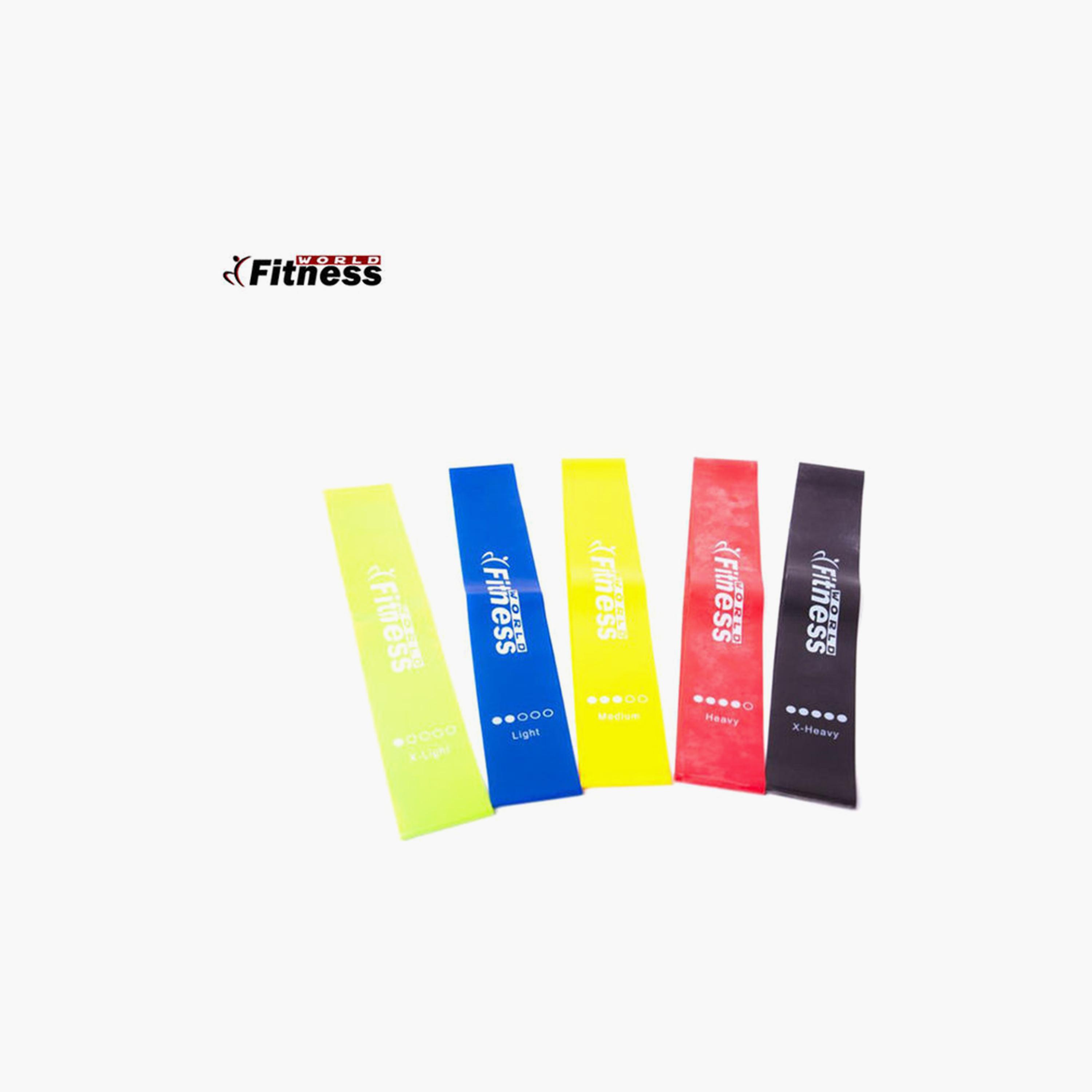 Elastic Resistance Band Set, 5-Piece, 24 cm - Multicolour-sports-gear-gym-image-2