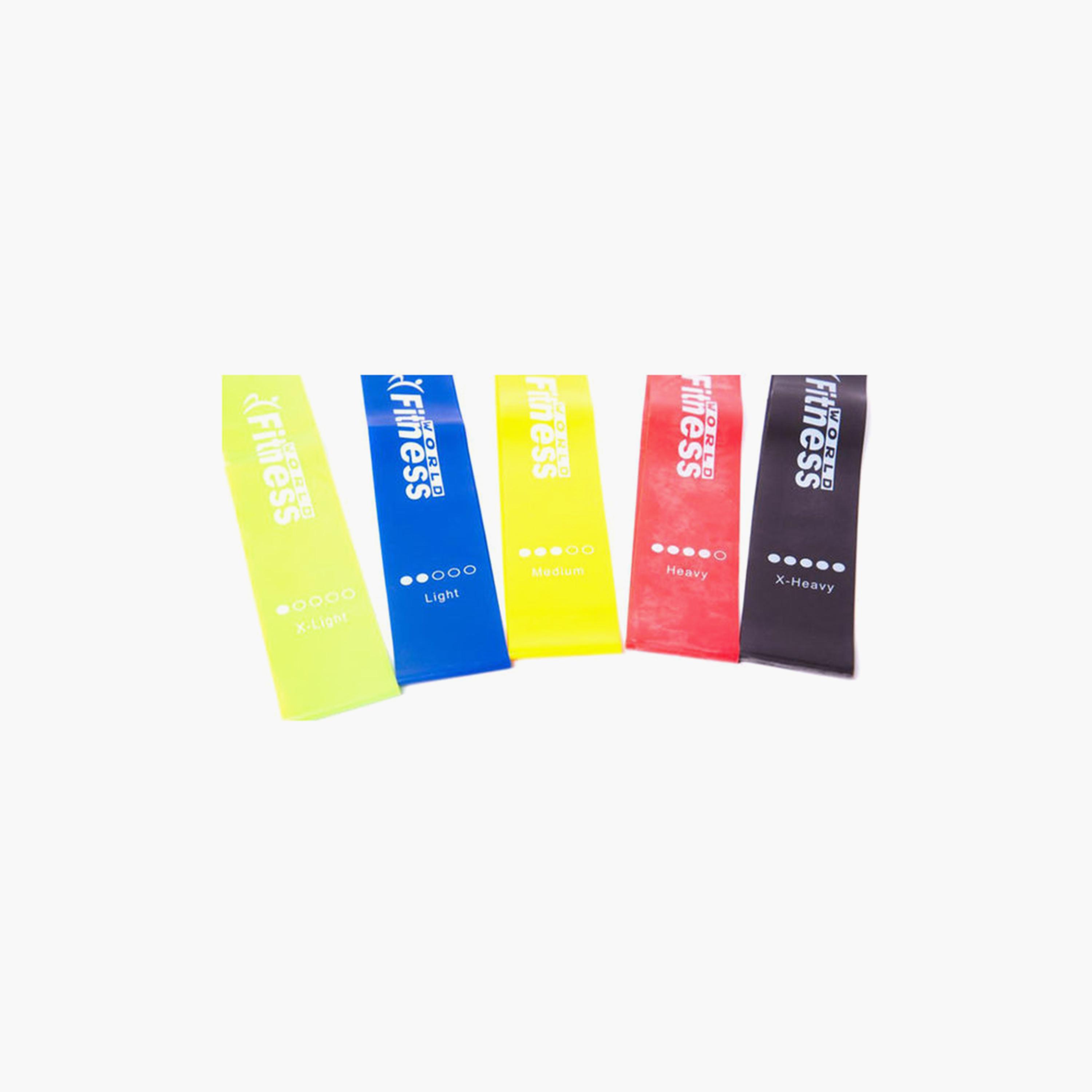 Elastic Resistance Band Set, 5-Piece, 24 cm - Multicolour-sports-gear-gym-image-3