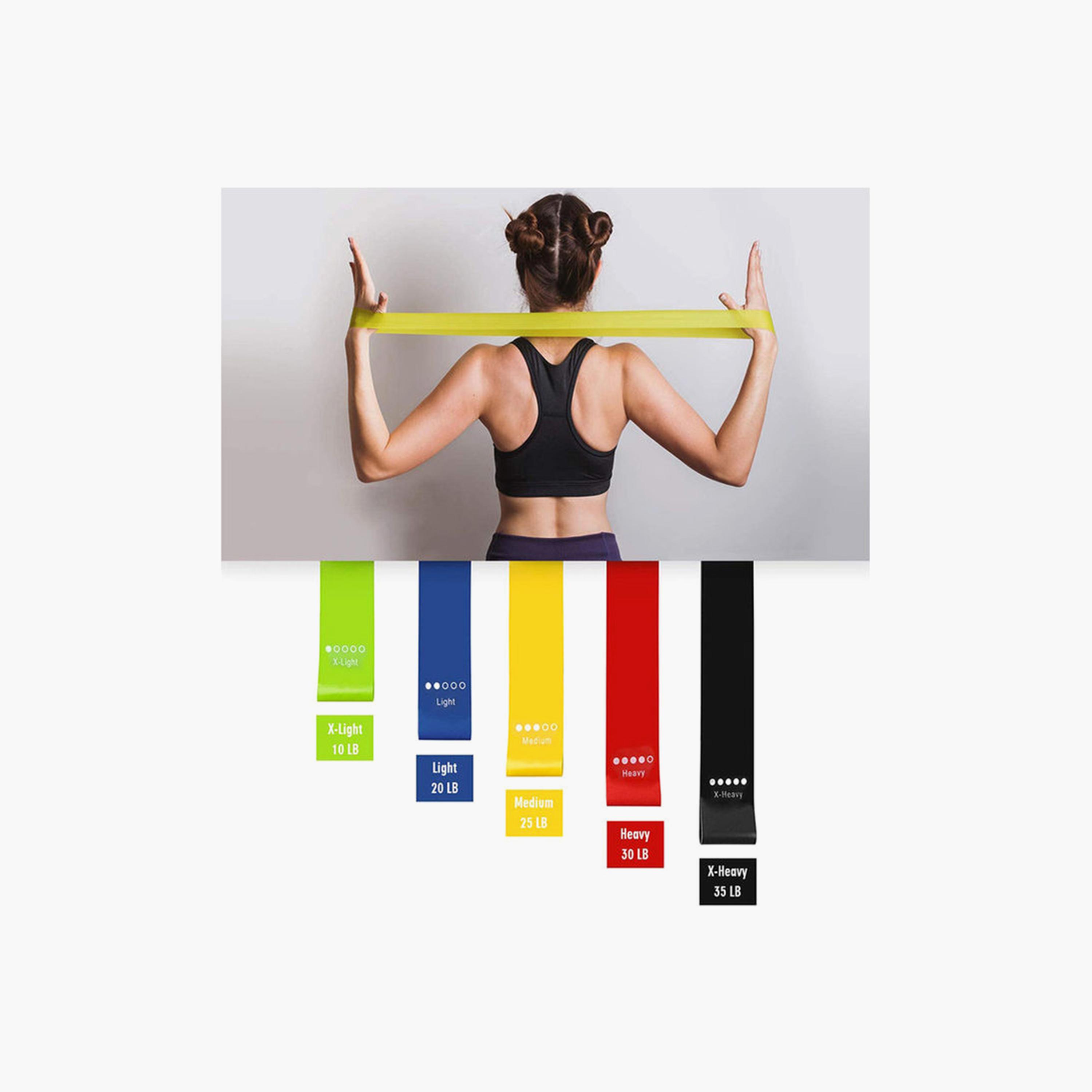 Elastic Resistance Band Set, 5-Piece, 24 cm - Multicolour-sports-gear-gym-image-4