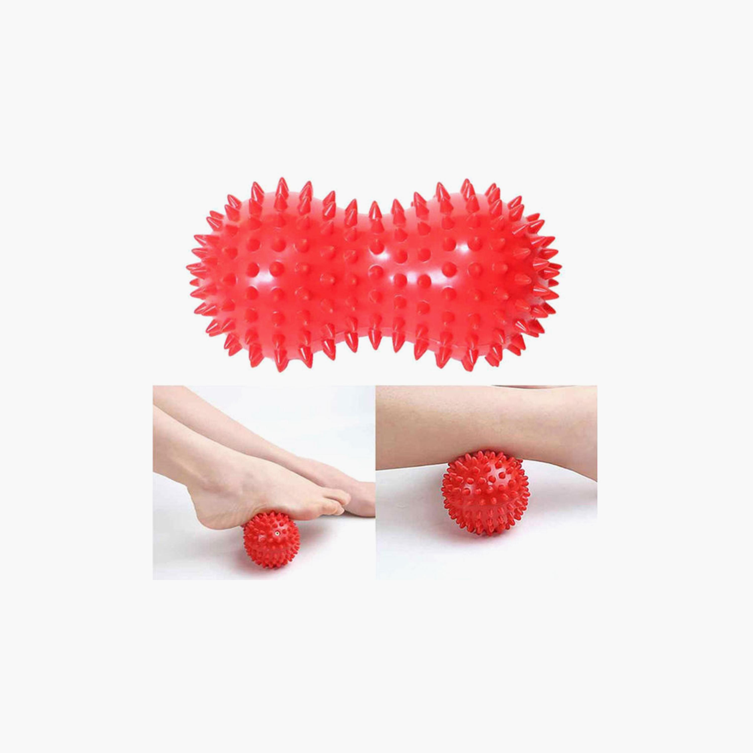 Peanut Shaped Massage Ball, 15 x 7 x 7 cm - Red-sports-gear-gym-image-3