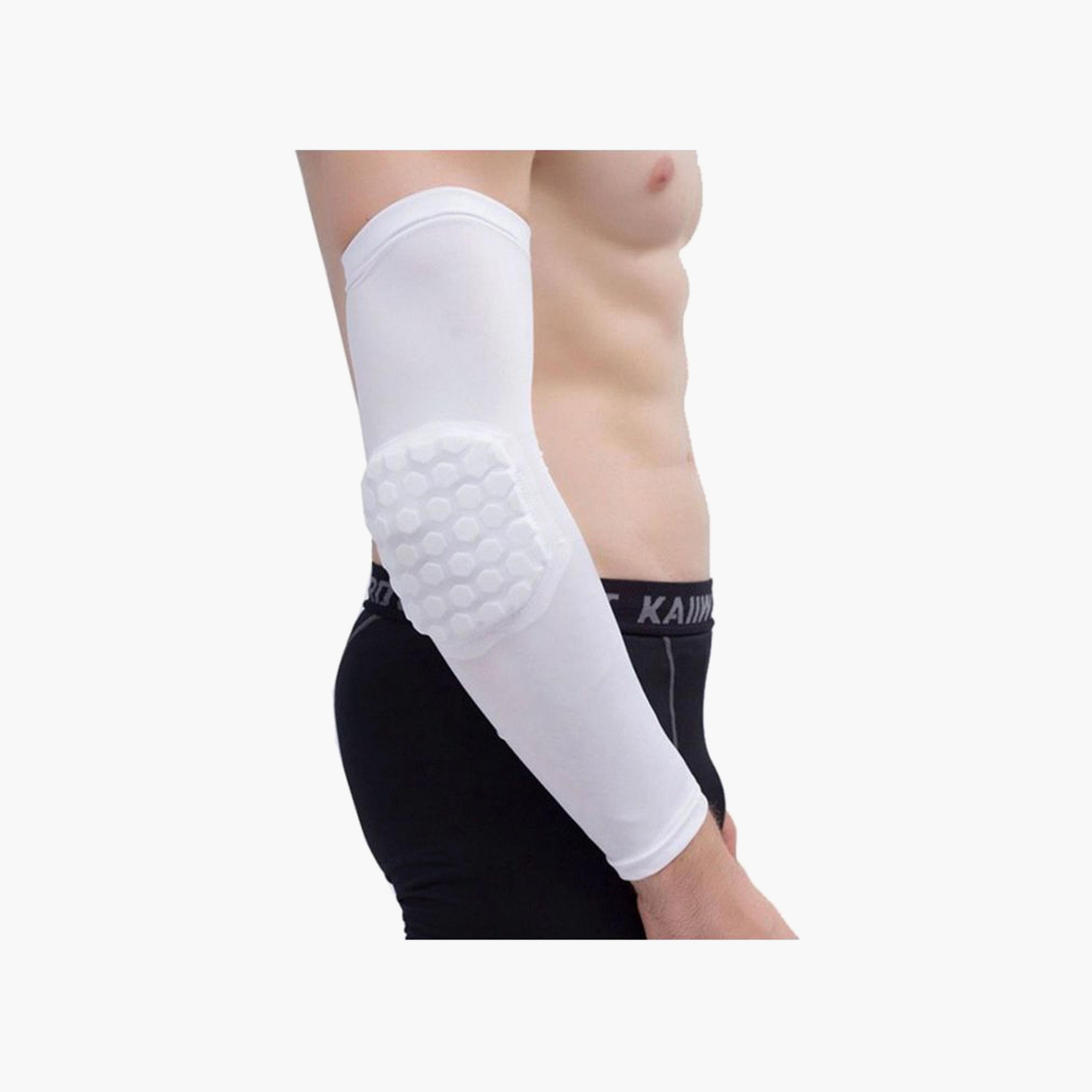 Honeycomb Compression Arm Guard, 39 cm - White-sports-gear-gym-image-2