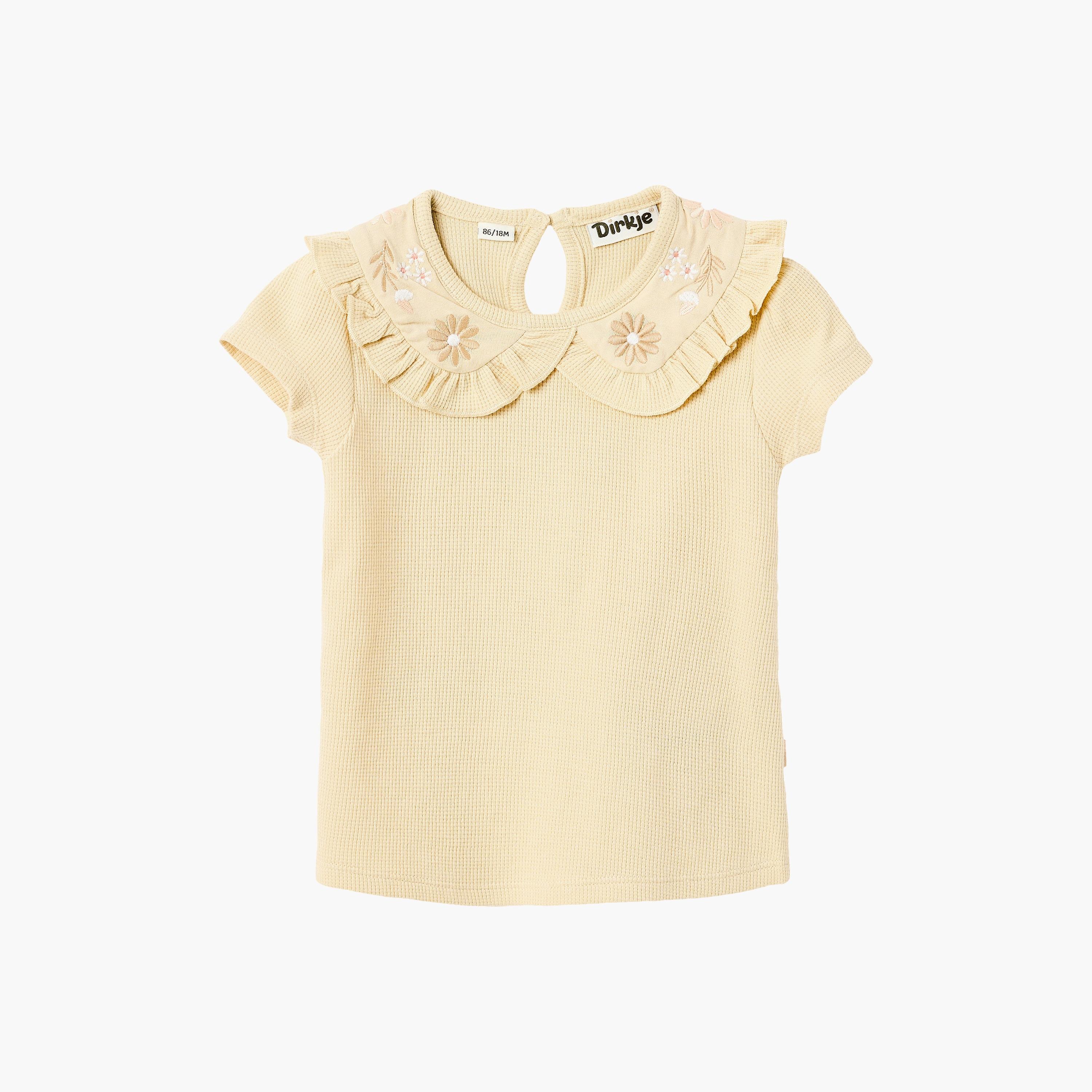 طقم بلوزة "أشعة الشمس" بياقة كشكشة وشورت قماش وافل من ديركجي-baby-girls-clothing-setsandcoords-image-3