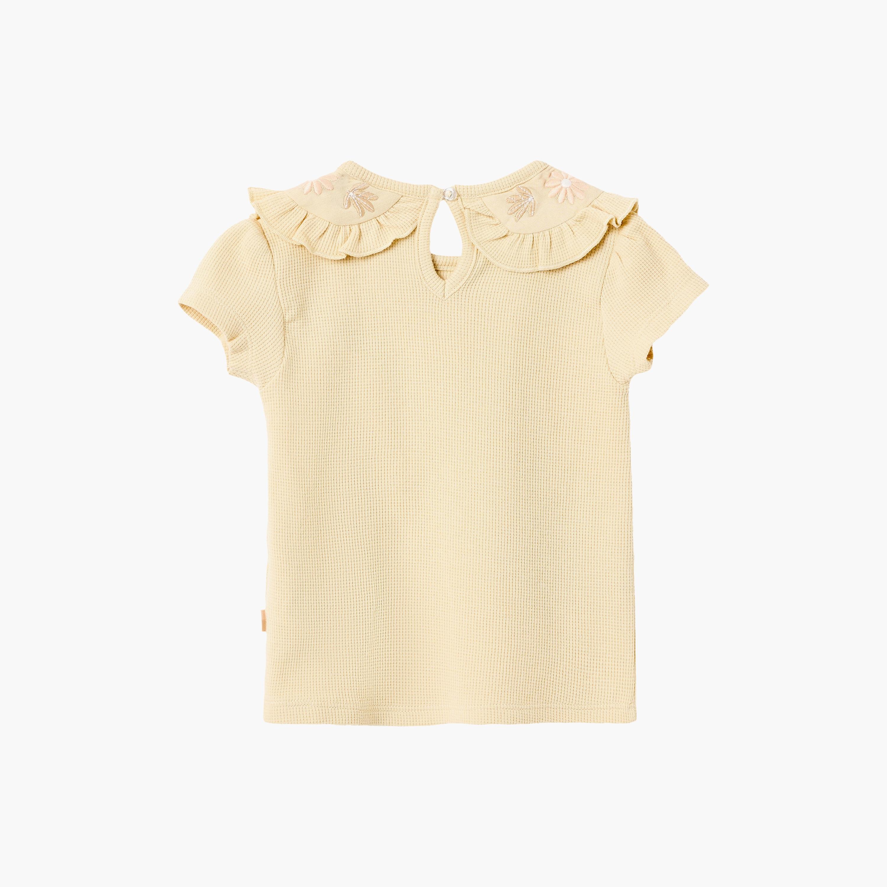 طقم بلوزة "أشعة الشمس" بياقة كشكشة وشورت قماش وافل من ديركجي-baby-girls-clothing-setsandcoords-image-4