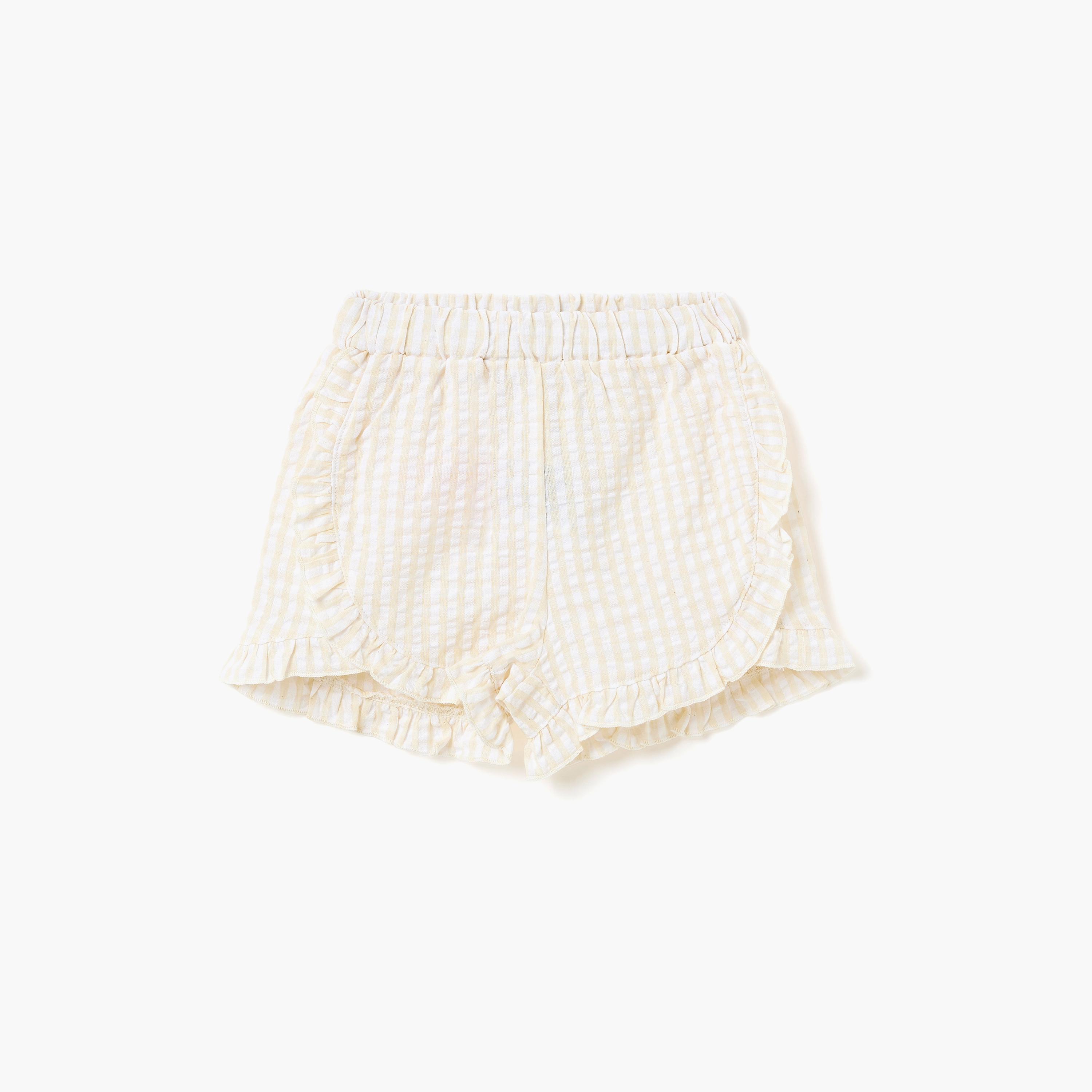 طقم بلوزة محبوك بتصميم "وافل" وتفاصيل كشكشة مع شورت من ديركجي-baby-girls-clothing-setsandcoords-image-7