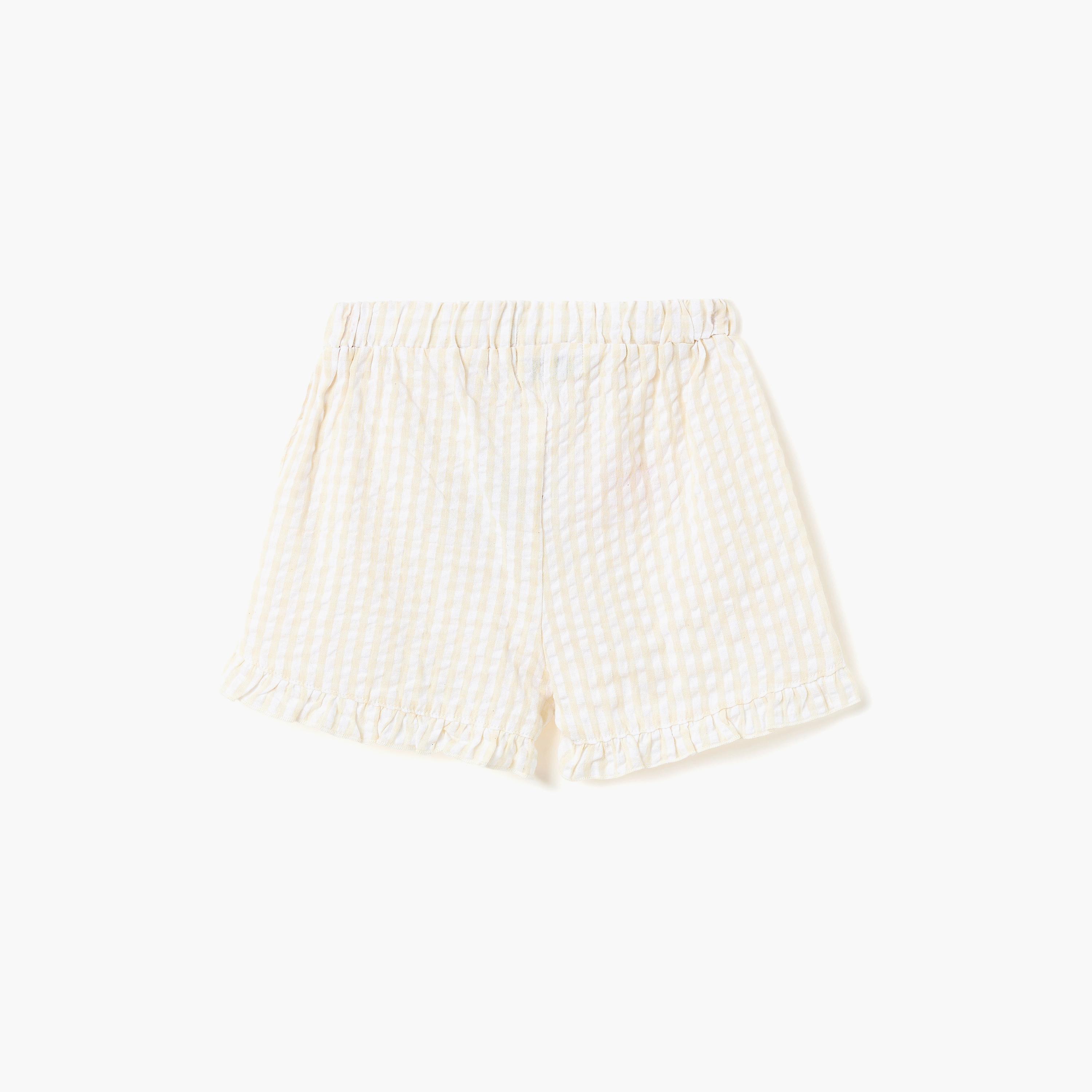 طقم بلوزة محبوك بتصميم "وافل" وتفاصيل كشكشة مع شورت من ديركجي-baby-girls-clothing-setsandcoords-image-8