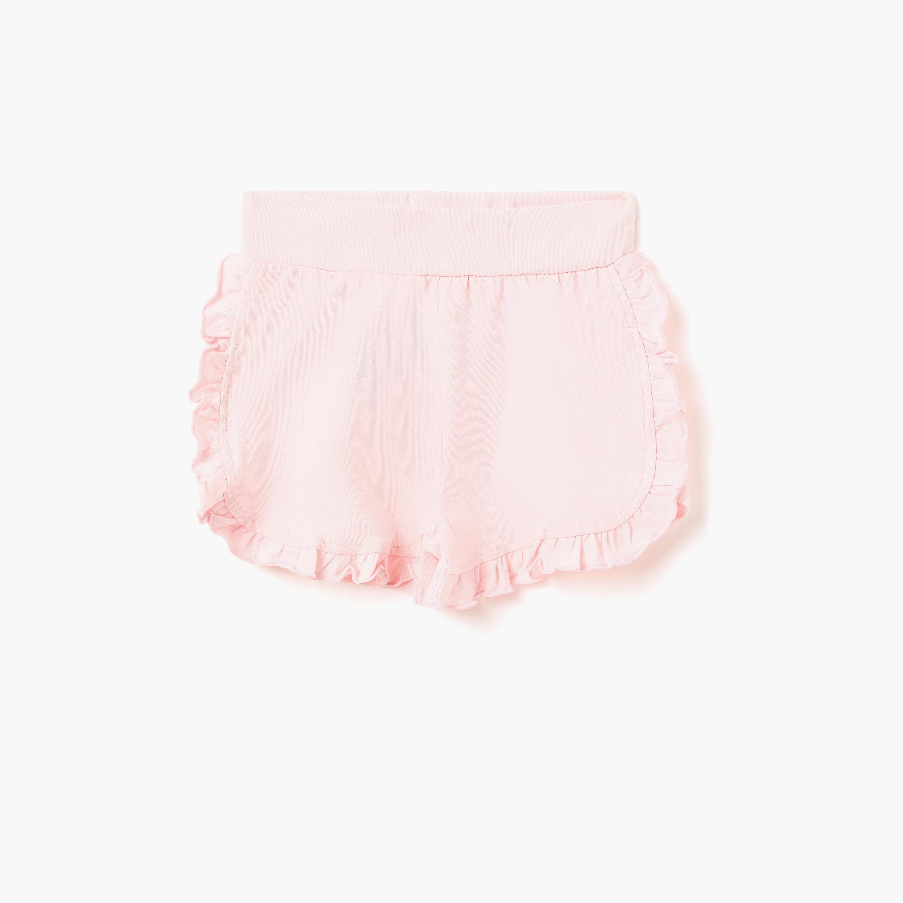 طقم بلوزة بكشكشة وشورت من قماش الوافل بنقشة "Sunny Meadow" من ديركجي-baby-girls-clothing-setsandcoords-image-4